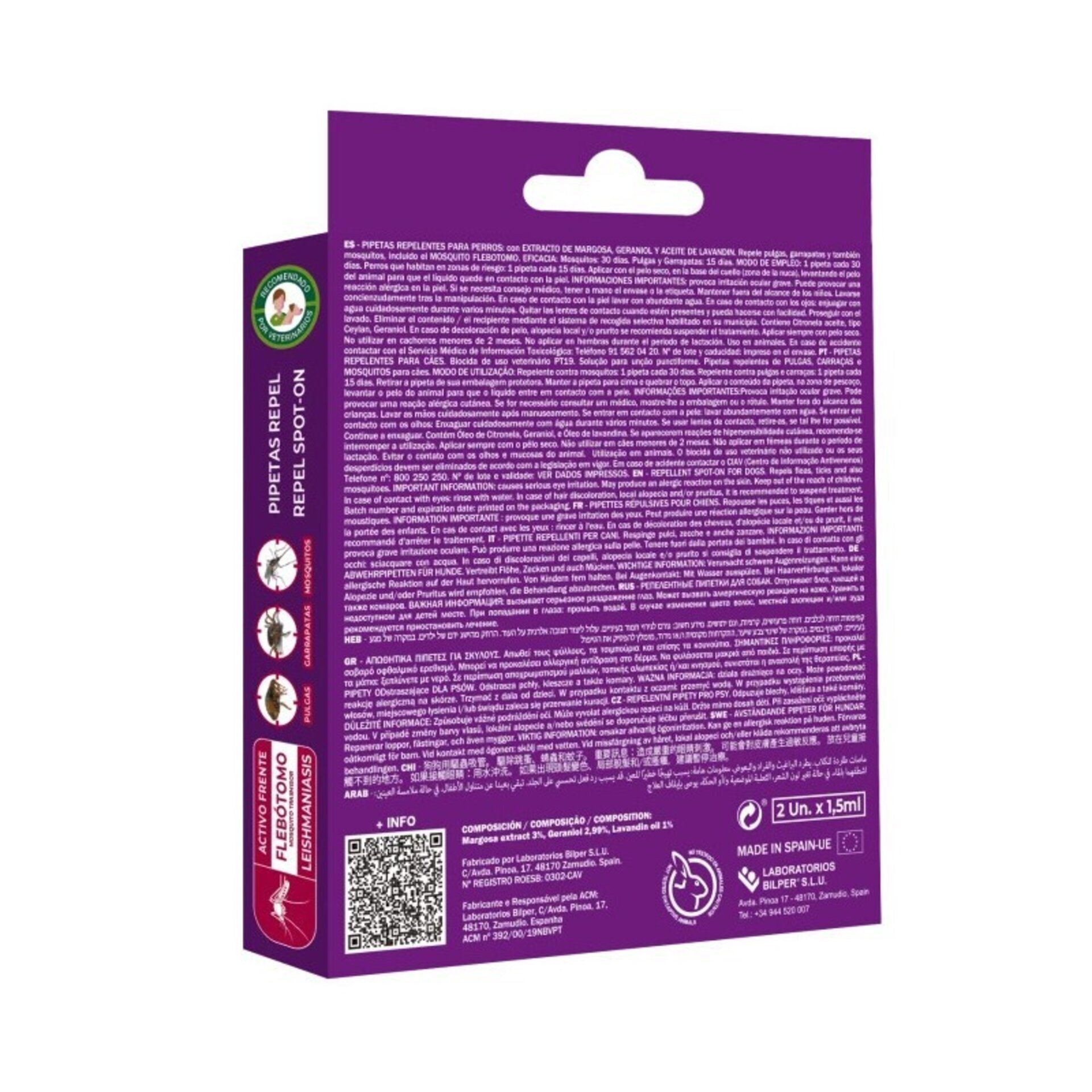 Pipetas Anti-insectos para perros con margosa, geraniol y lavandino - 2