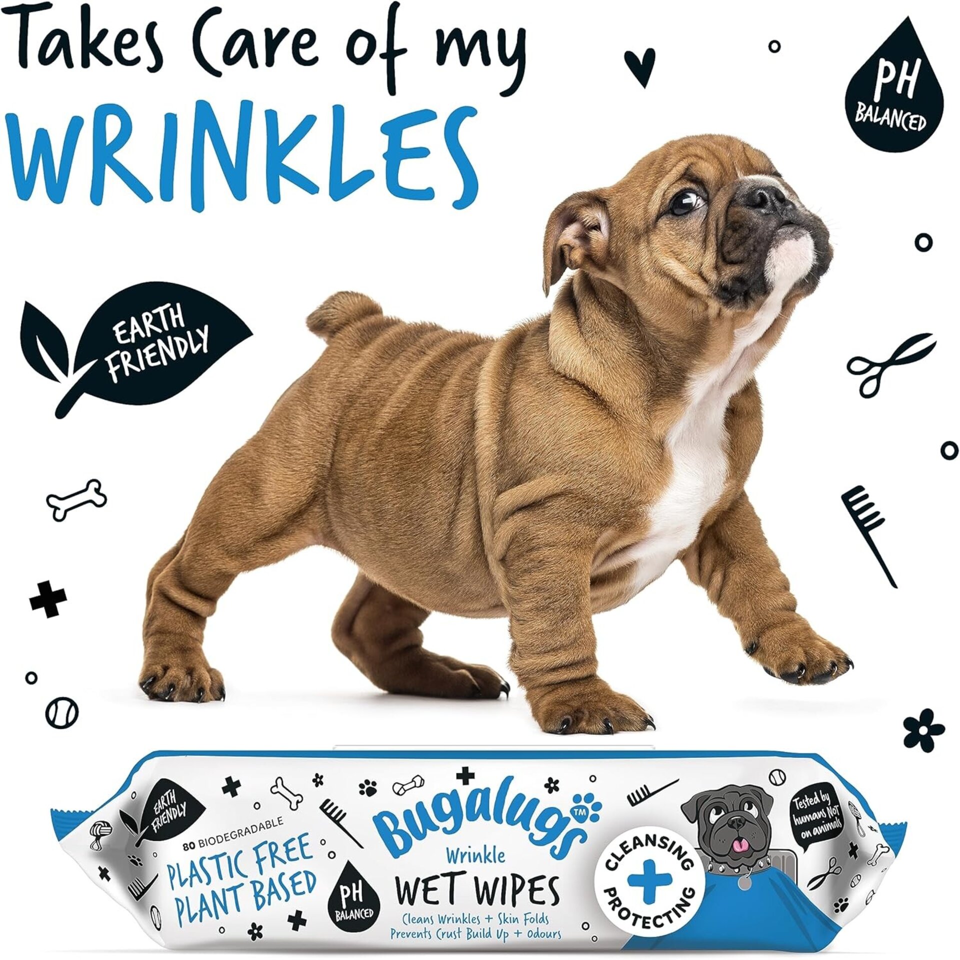 Bugalugs toallitas antiarrugas para perros para piel de patas - 7
