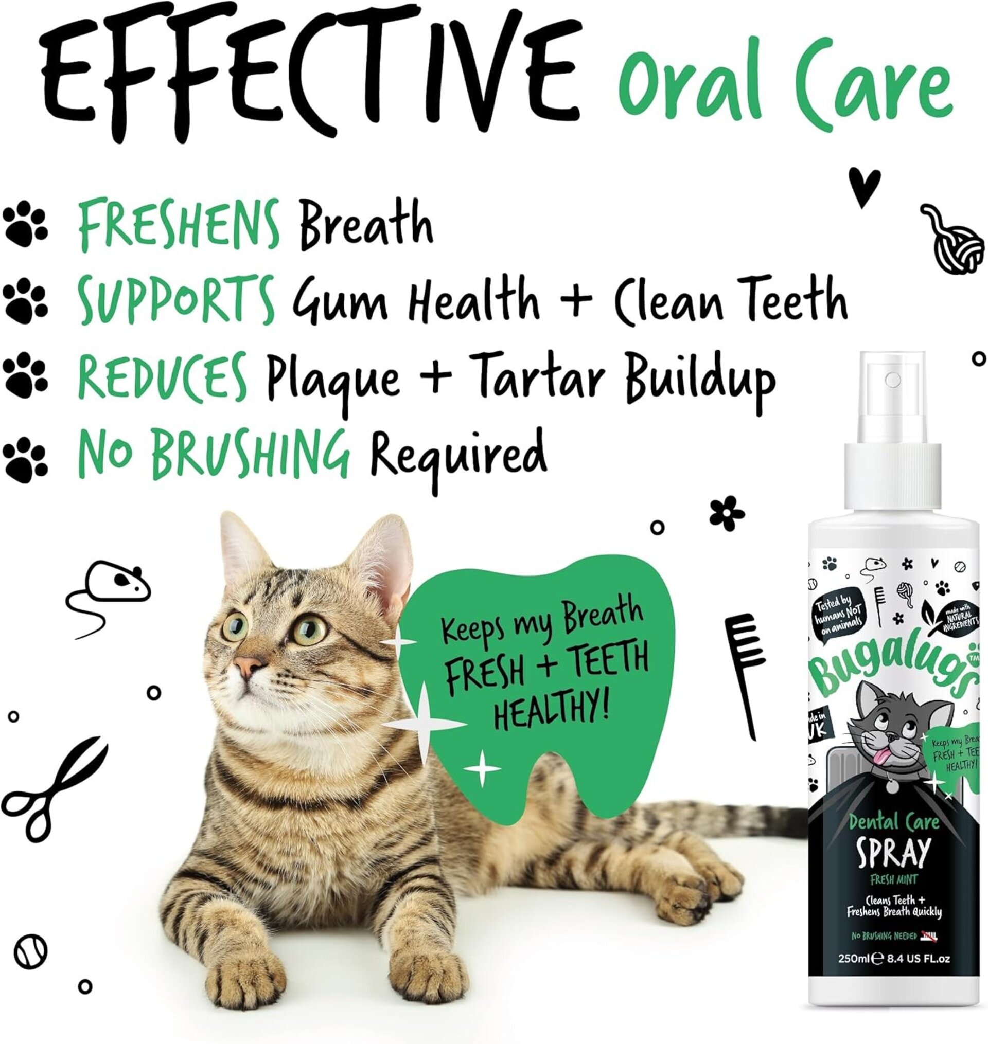 Bugalugs ambientador de aliento de gato en aerosol para el cuidado dental. - 6