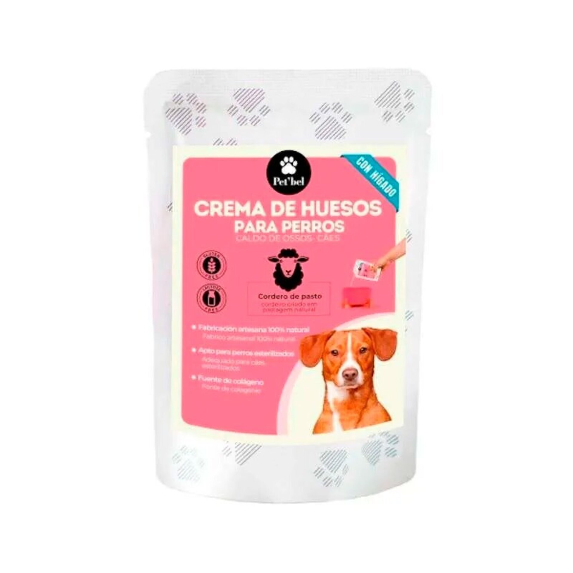 Pet Bel Crema de Huesos de Cordero en Sobre para Perro Esterilizado - 1