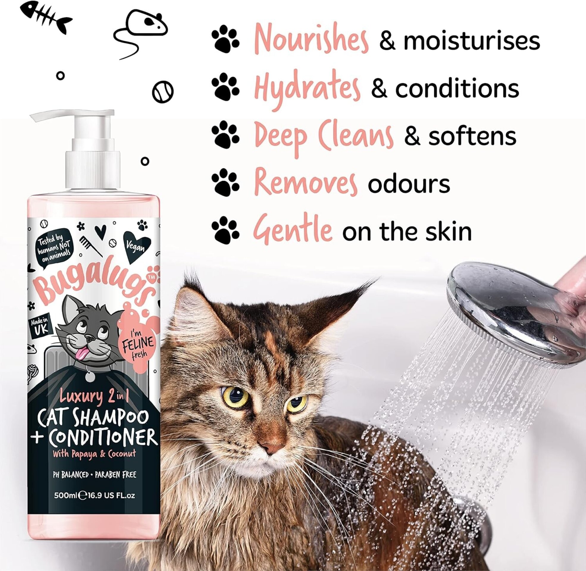 Bugalugs champú y acondicionador 2 en 1 para gatos 500ml - 2