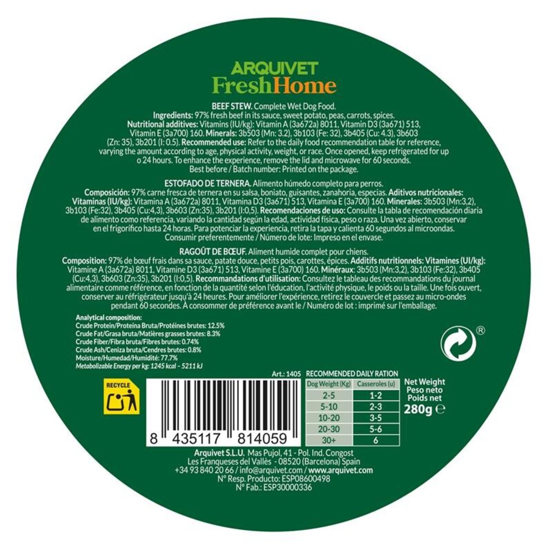 FreshHome Beef Stew Estofado de ternera - 280g - 4