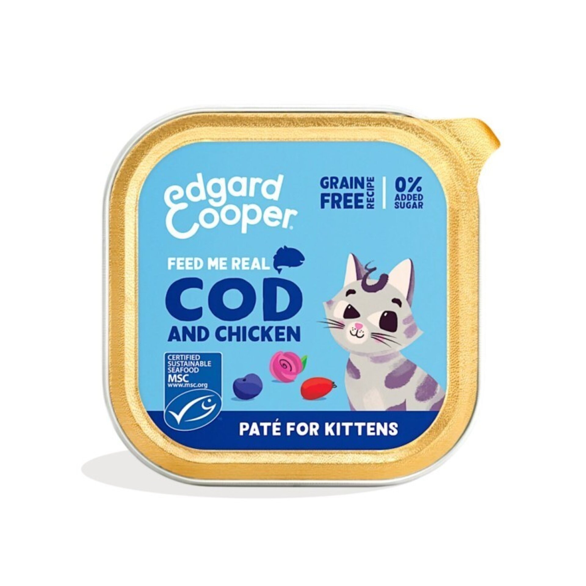 Edgard & Cooper Kitten Bacalao y Pollo Paté Tarrina 85 Gr para Gatos - 1