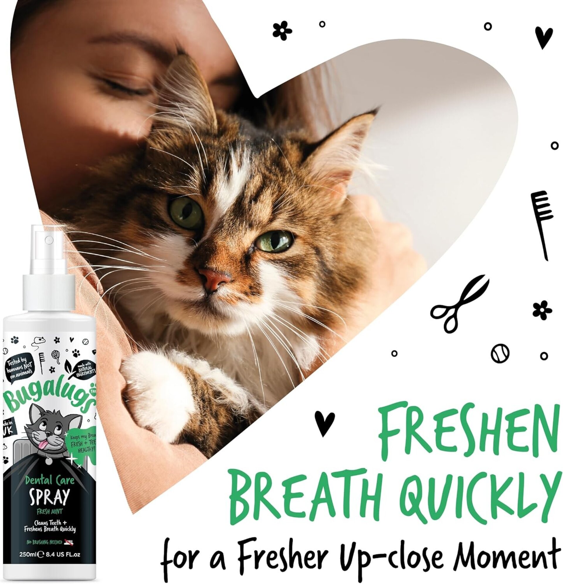 Bugalugs ambientador de aliento de gato en aerosol para el cuidado dental. - 7