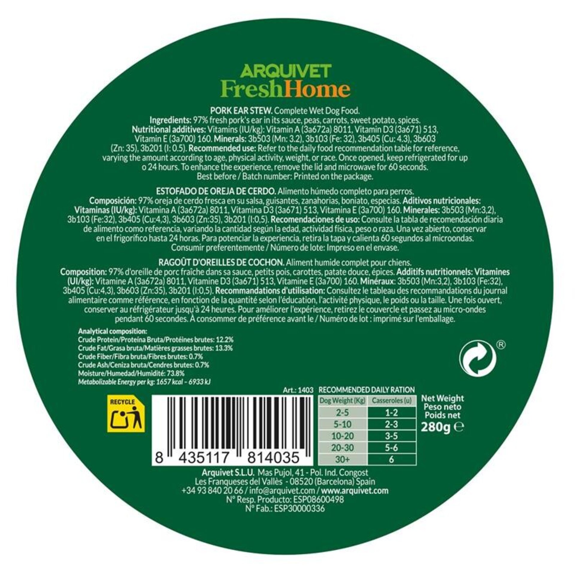 FreshHome  Pork Ear Stew  Estofado de oreja de cerdo - 280g - 4