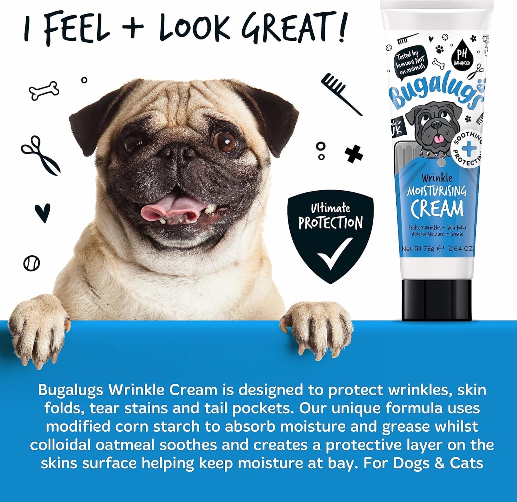 Bugalugs crema de cuidado de arrugas para perros con arrugas y calmante - 8