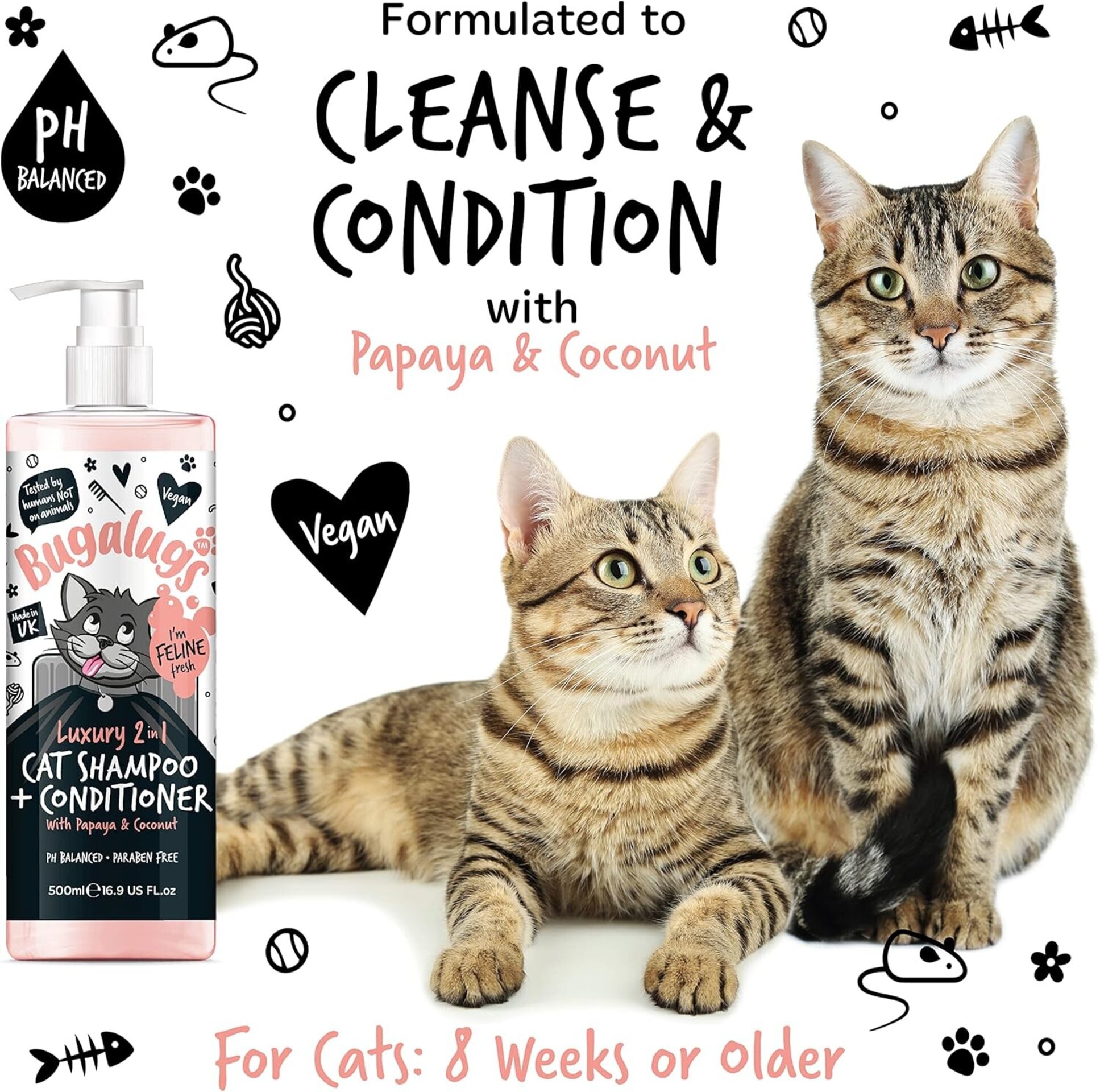Bugalugs champú y acondicionador 2 en 1 para gatos 500ml - 6