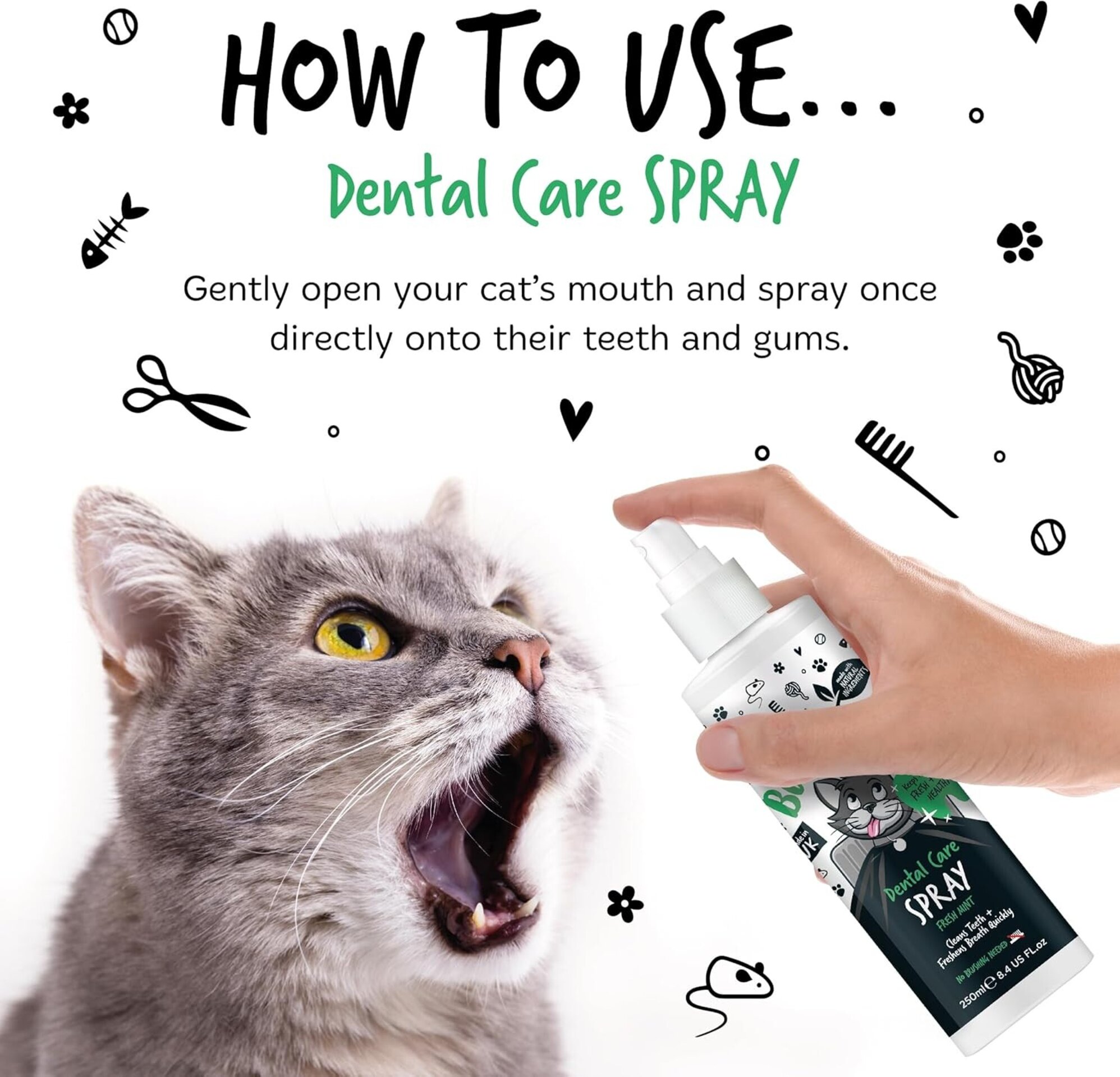 Bugalugs ambientador de aliento de gato en aerosol para el cuidado dental. - 3