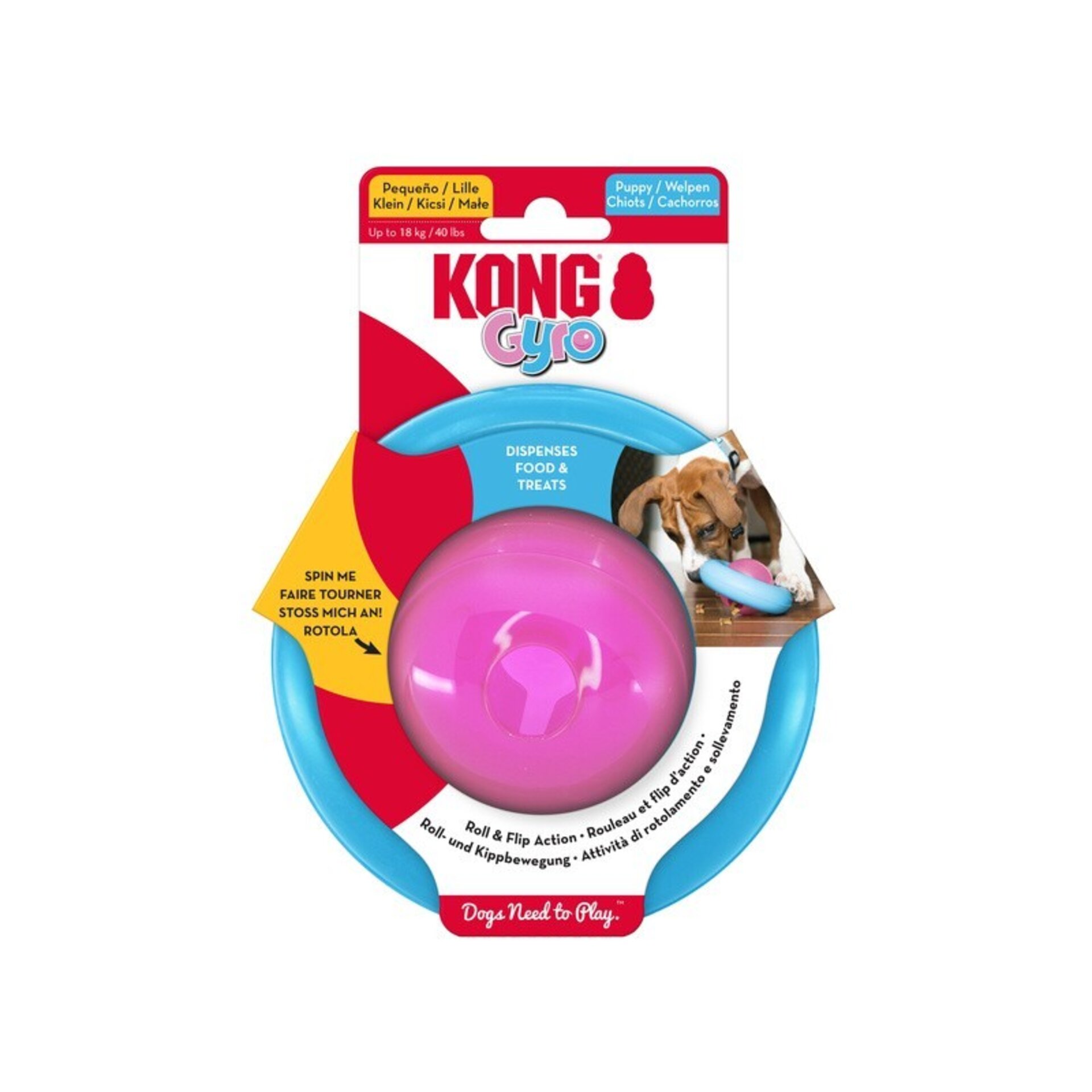 KONG Gyro disco con pelota rellenable para cachorro - 1