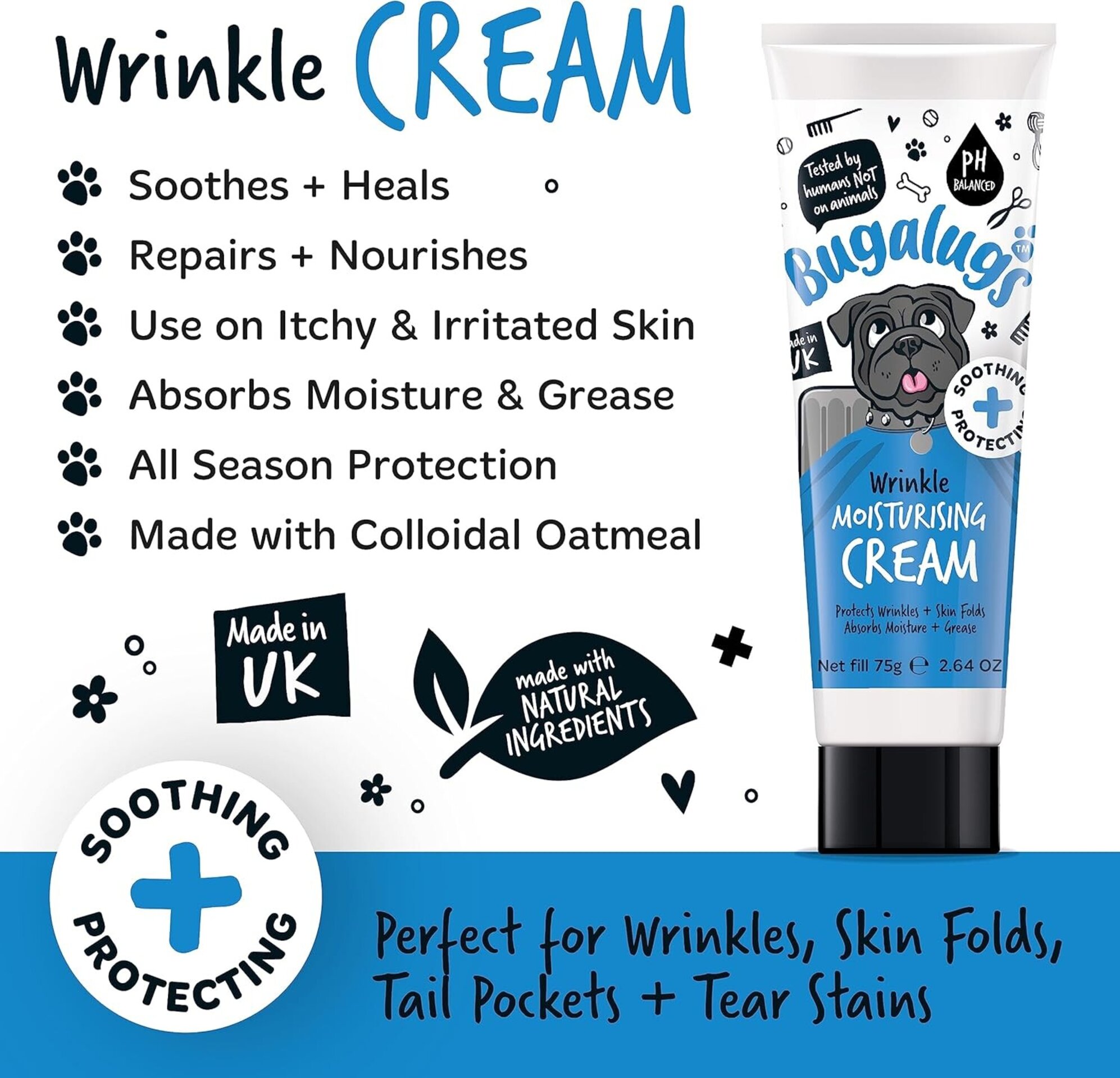 Bugalugs crema de cuidado de arrugas para perros con arrugas y calmante - 4