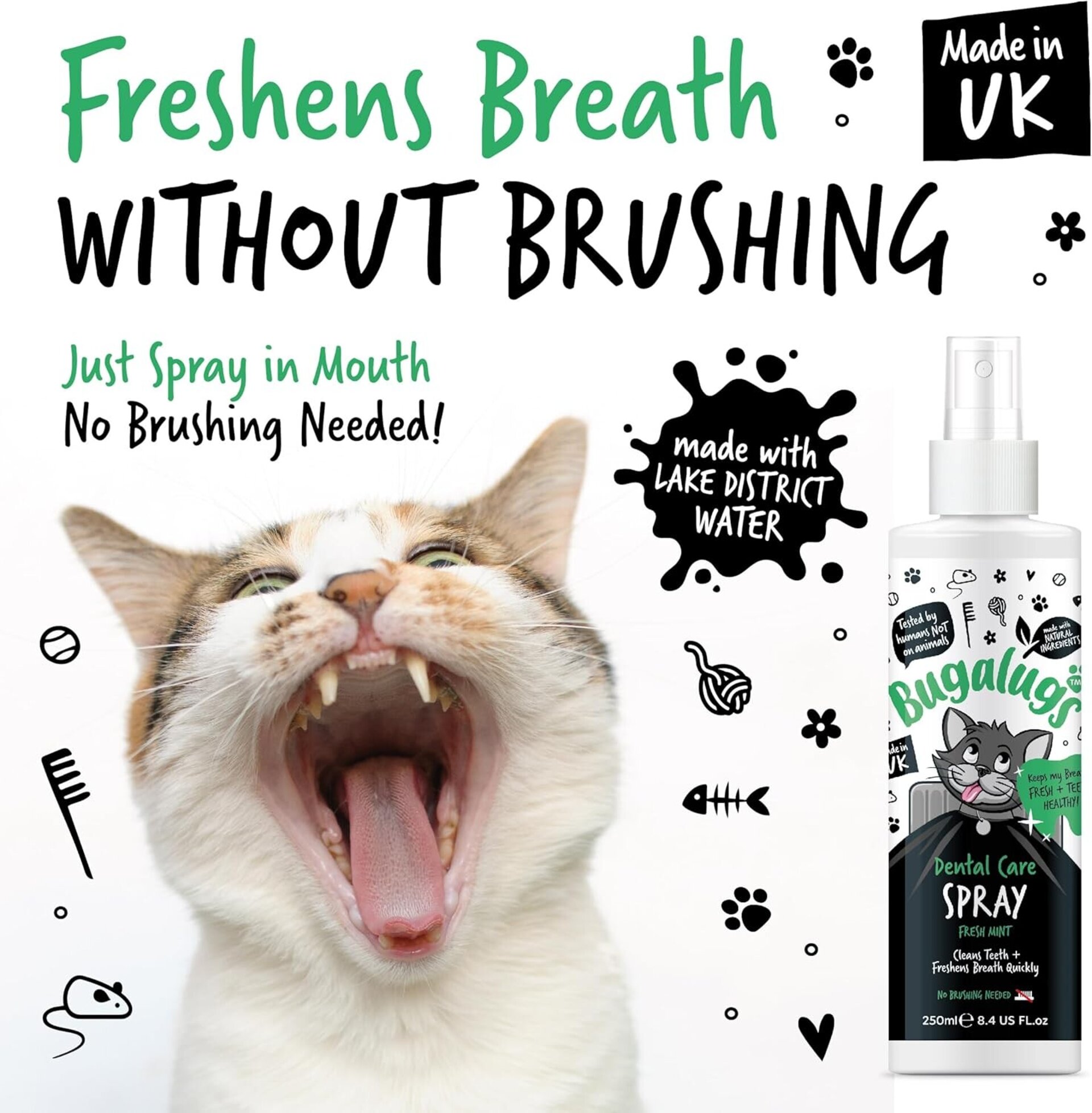 Bugalugs ambientador de aliento de gato en aerosol para el cuidado dental. - 4
