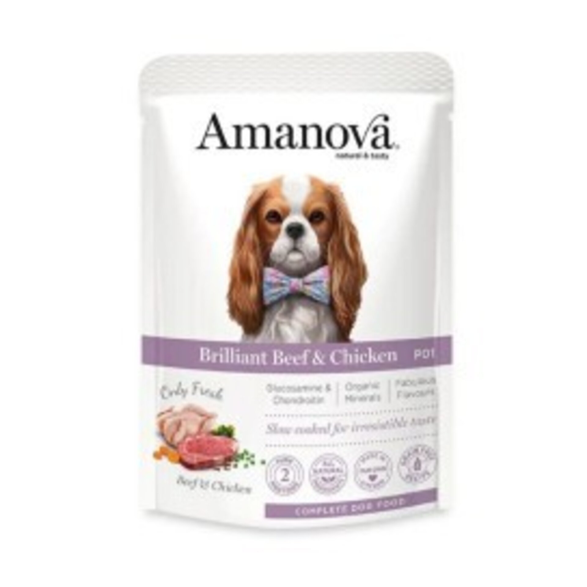 Alimento Húmedo Ternera y Pollo para Perro Amanova Adult Brilliant - 1