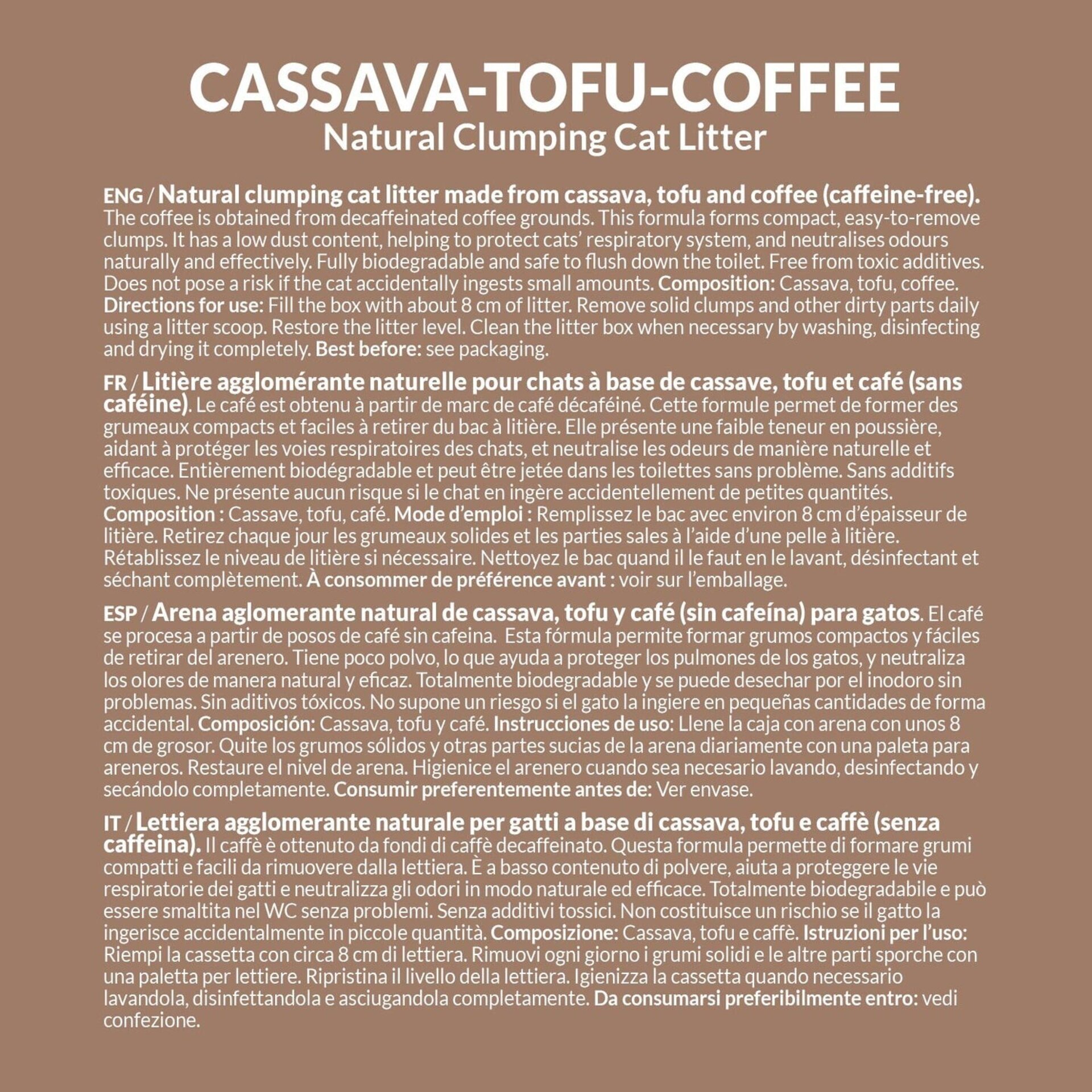 Cassava Tofu Coffee Cat Litter - Arena aglomerante para gatos - 2