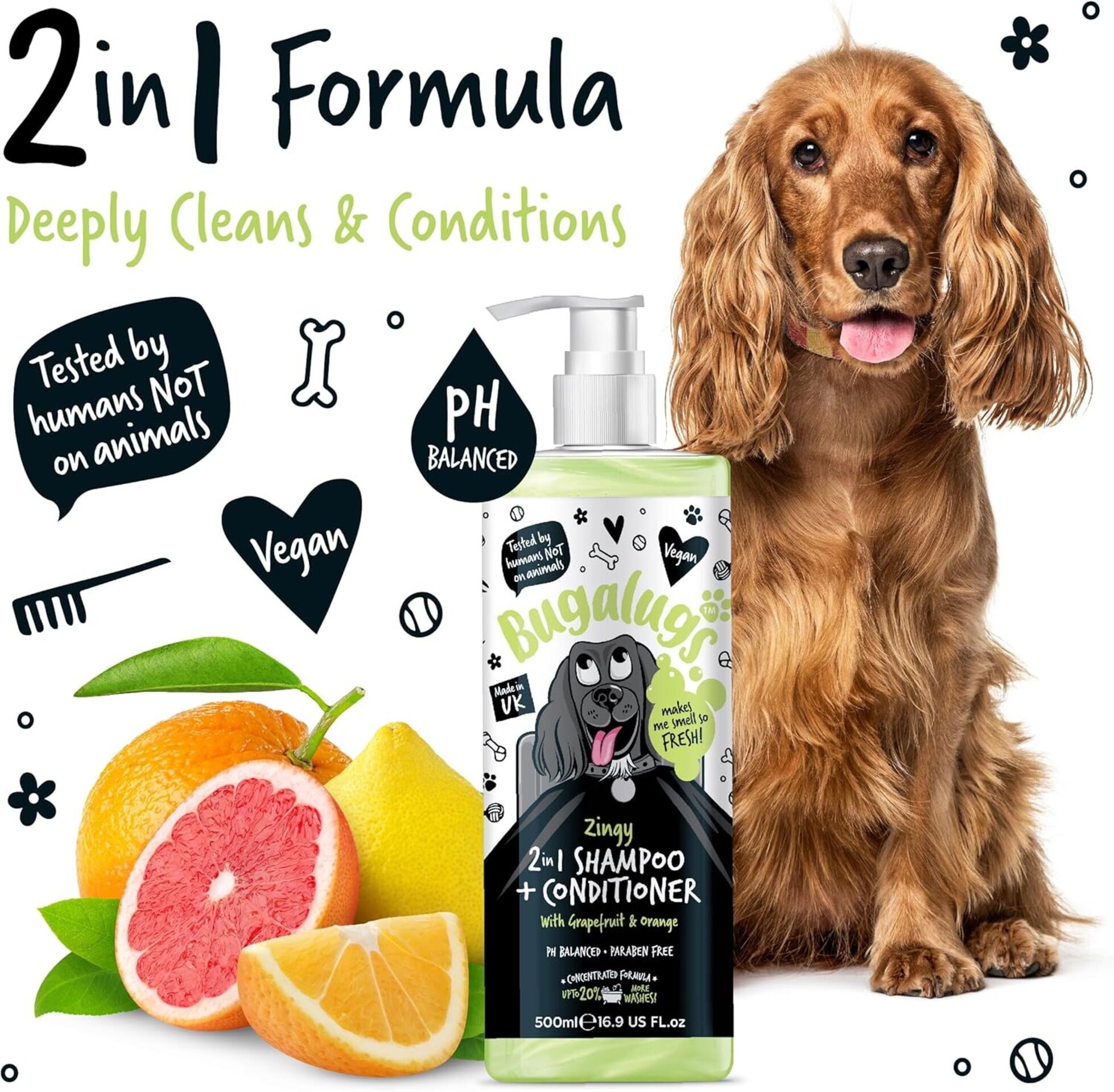 Bugalugs Zingy Champú y acondicionador 2 en 1 de pomelo y naranja 500ml - 8