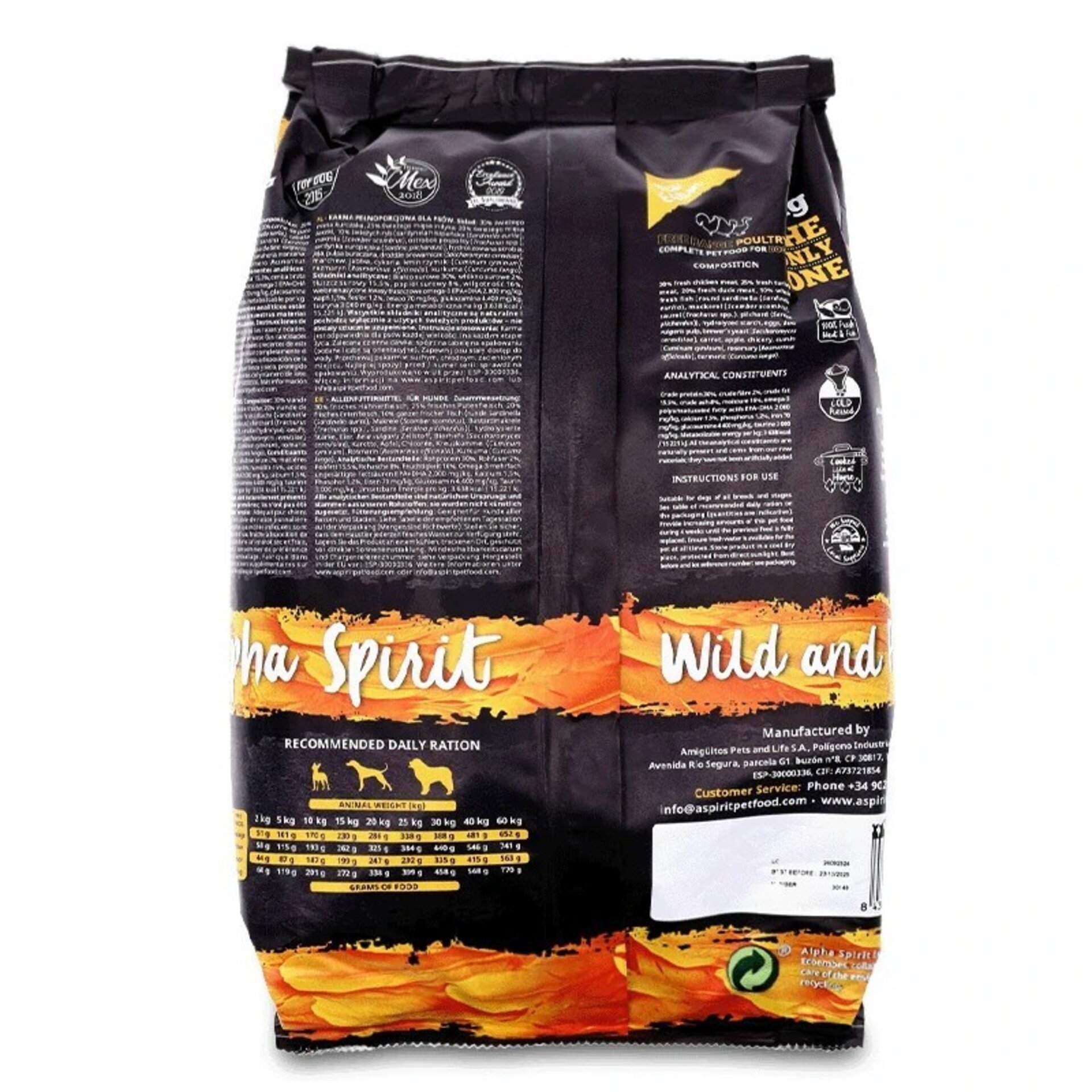 Alpha Spirit Pienso para perros Free Range Poultry con Aves de corral 12kg - 2