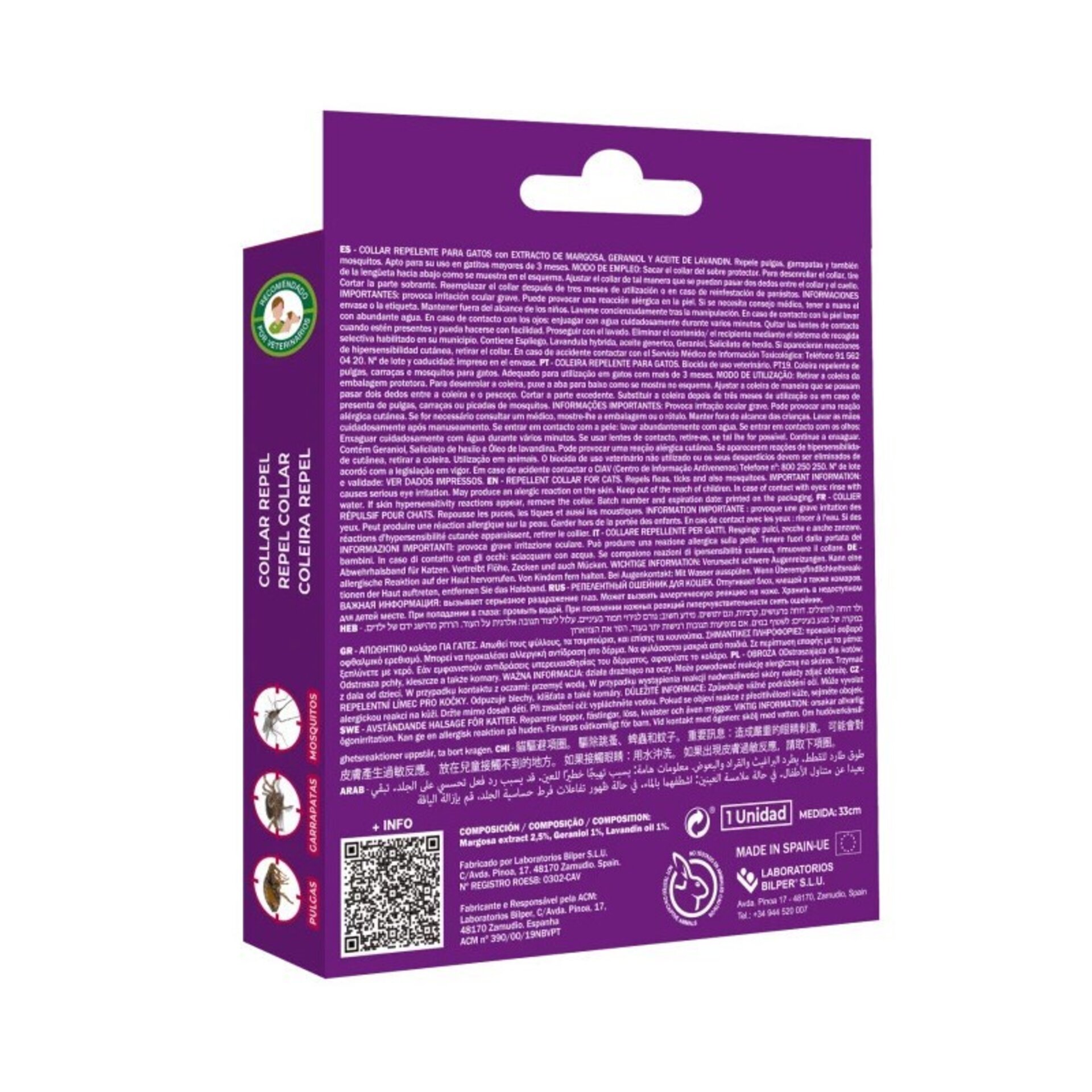 Collar Anti-insectos con margosa, geraniol y lavandino para gatos - 2