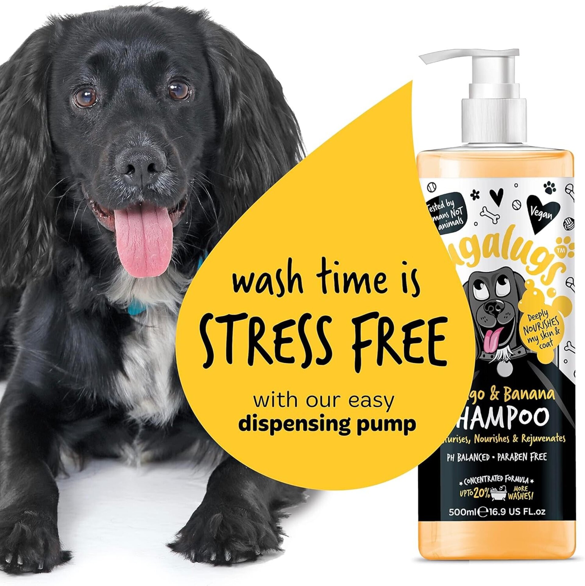 Bugalugs champú para perros, mango y plátano, vegano, con agradable aroma  500ml - 5