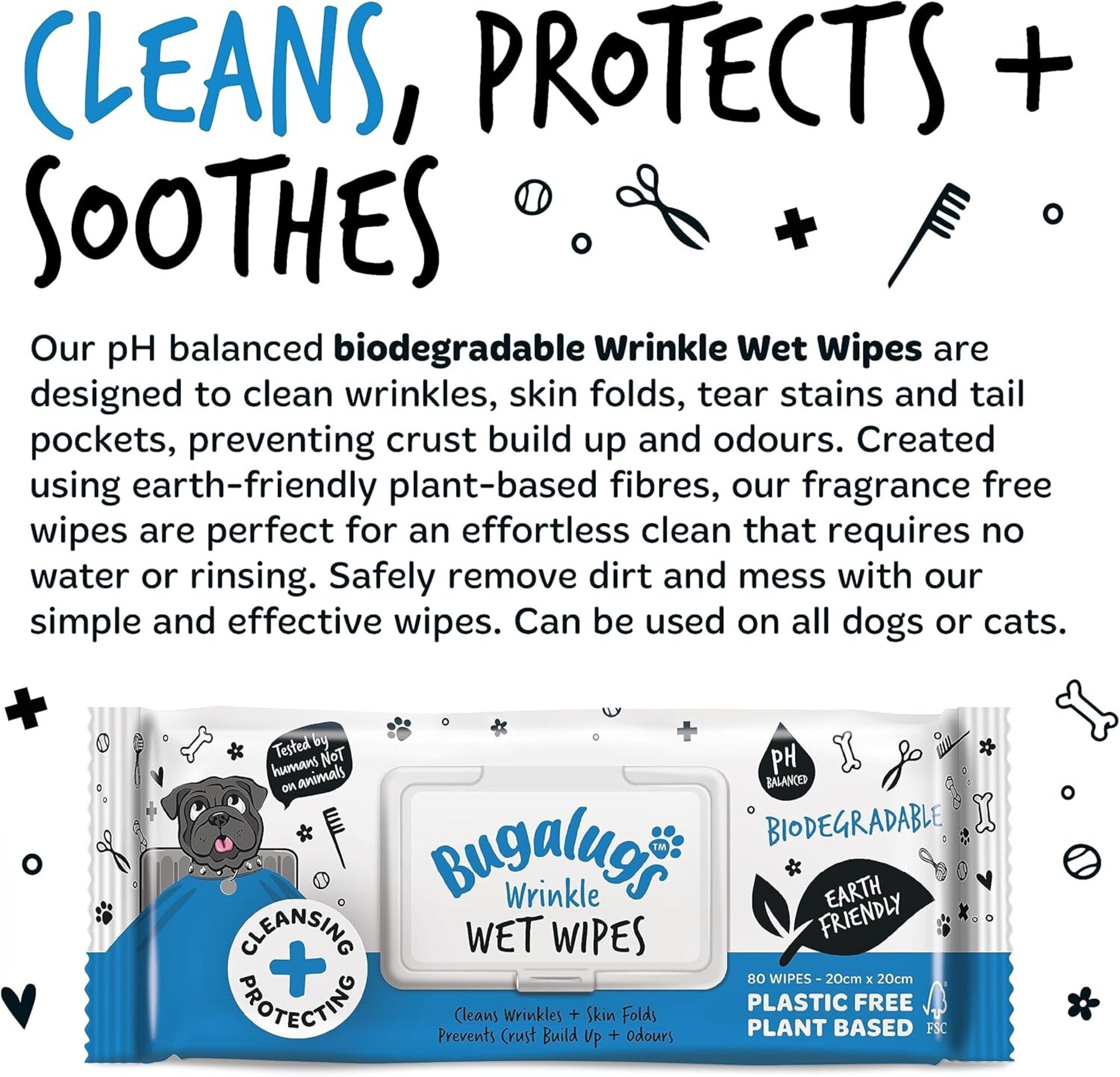 Bugalugs toallitas antiarrugas para perros para piel de patas - 6