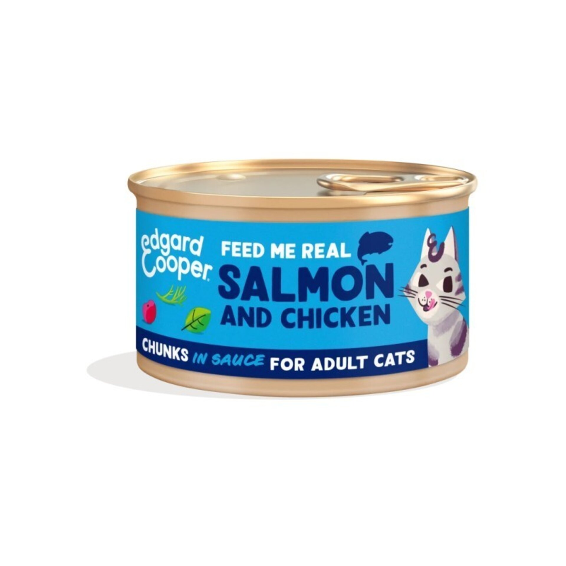 Edgar & Cooper Salmón y Pollo Trocitos en Salsa 85 Gr para Gatos - 1