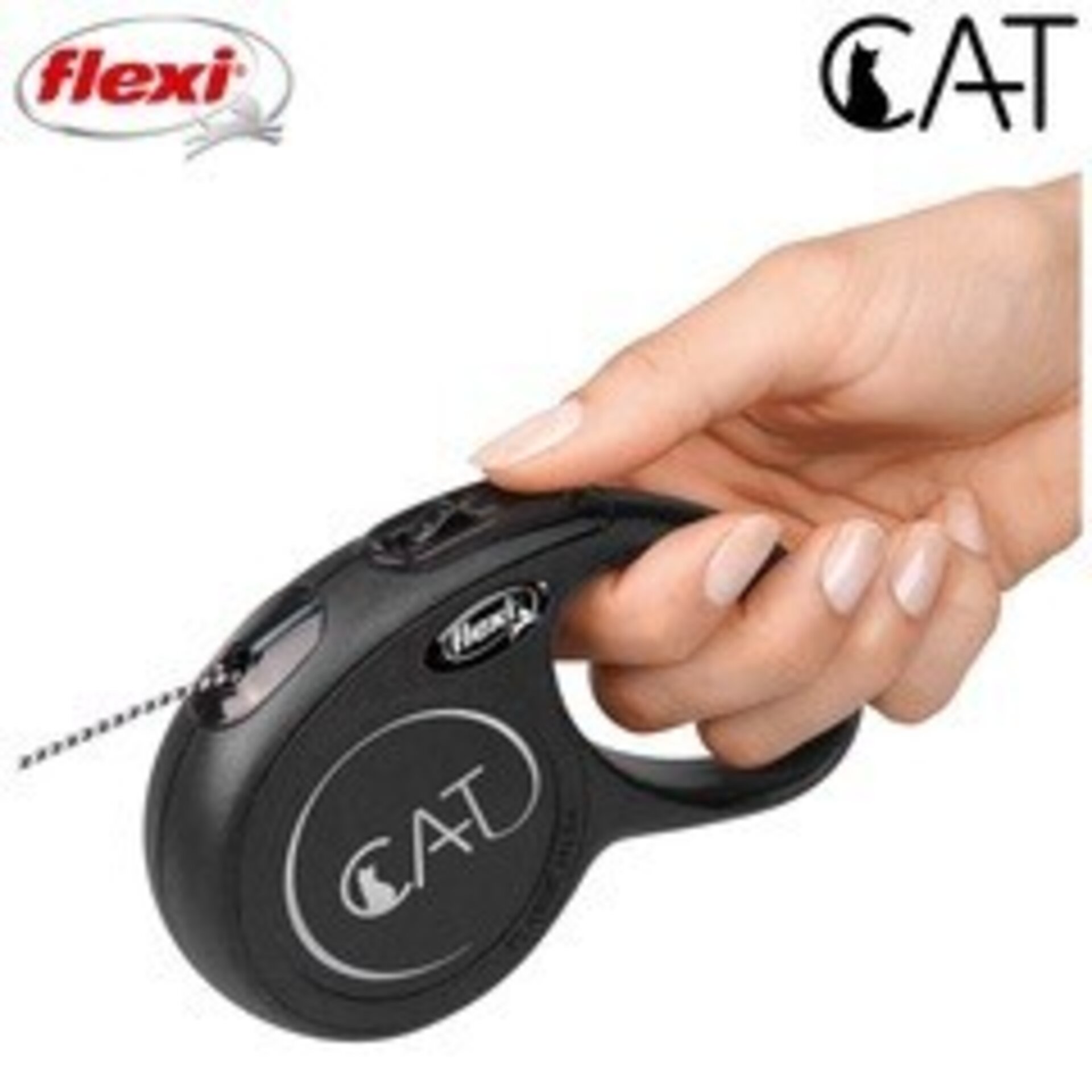 Flexi correa retractil para gato classic cordon negro 3m - 3