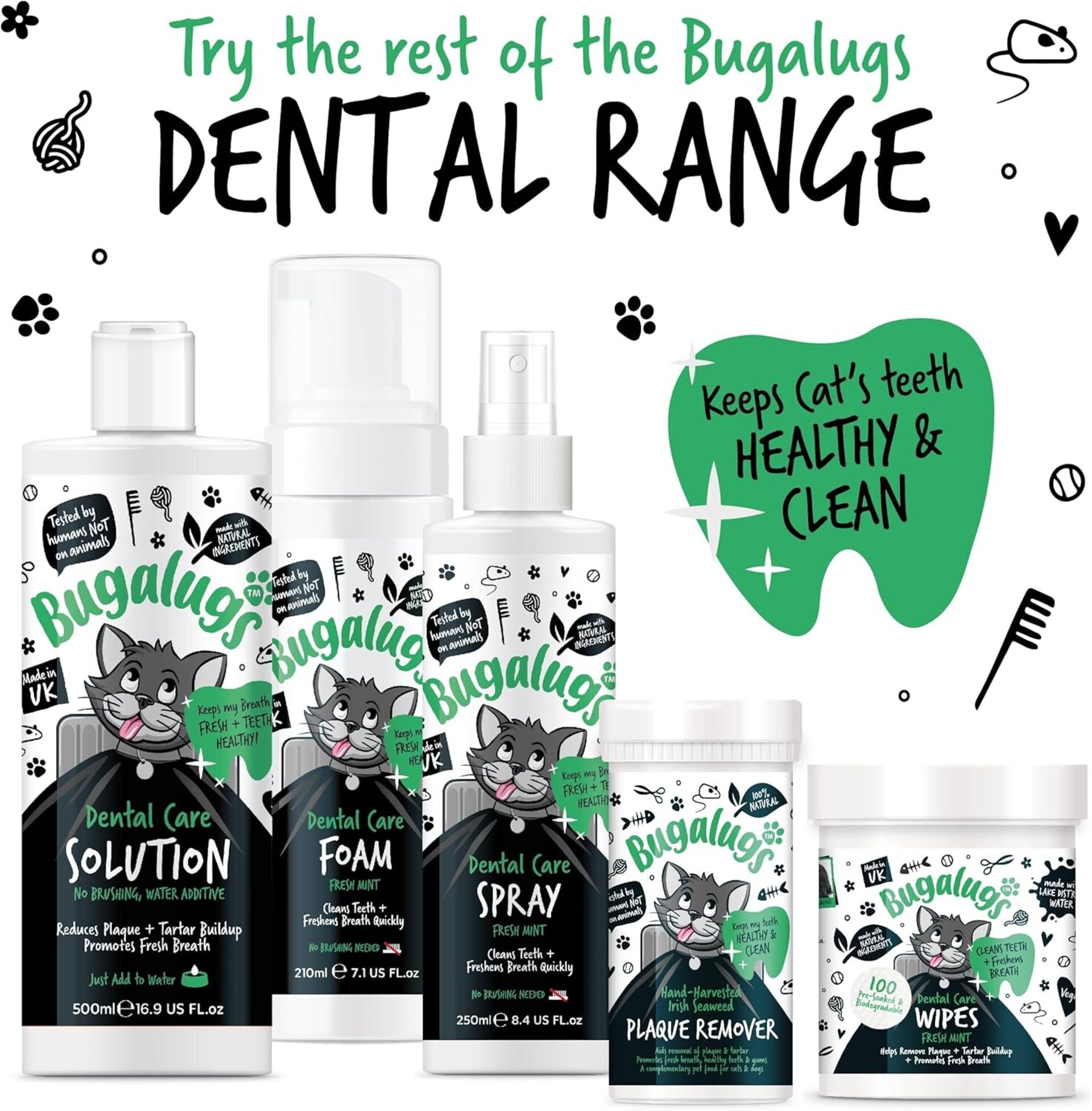 Bugalugs ambientador de aliento de gato en aerosol para el cuidado dental. - 5