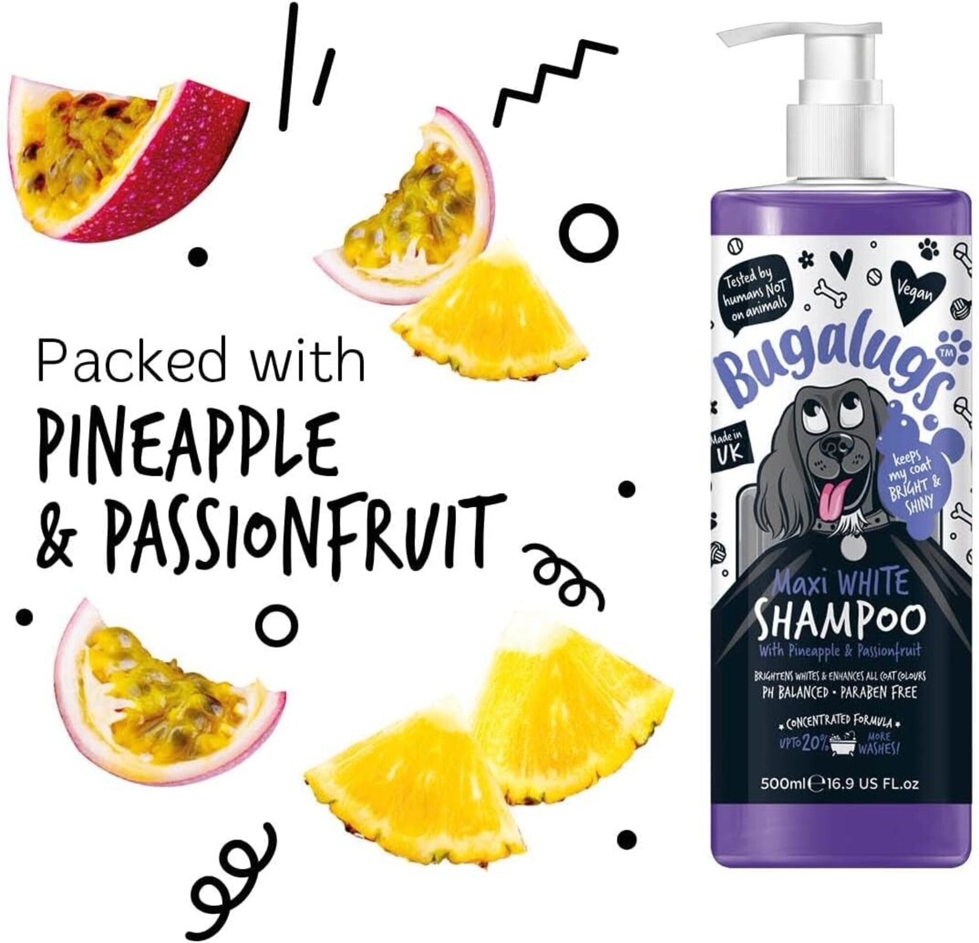 Bugalugs Pelaje blanqueador y abrillantador de piña y maracuyá 500ml - 4