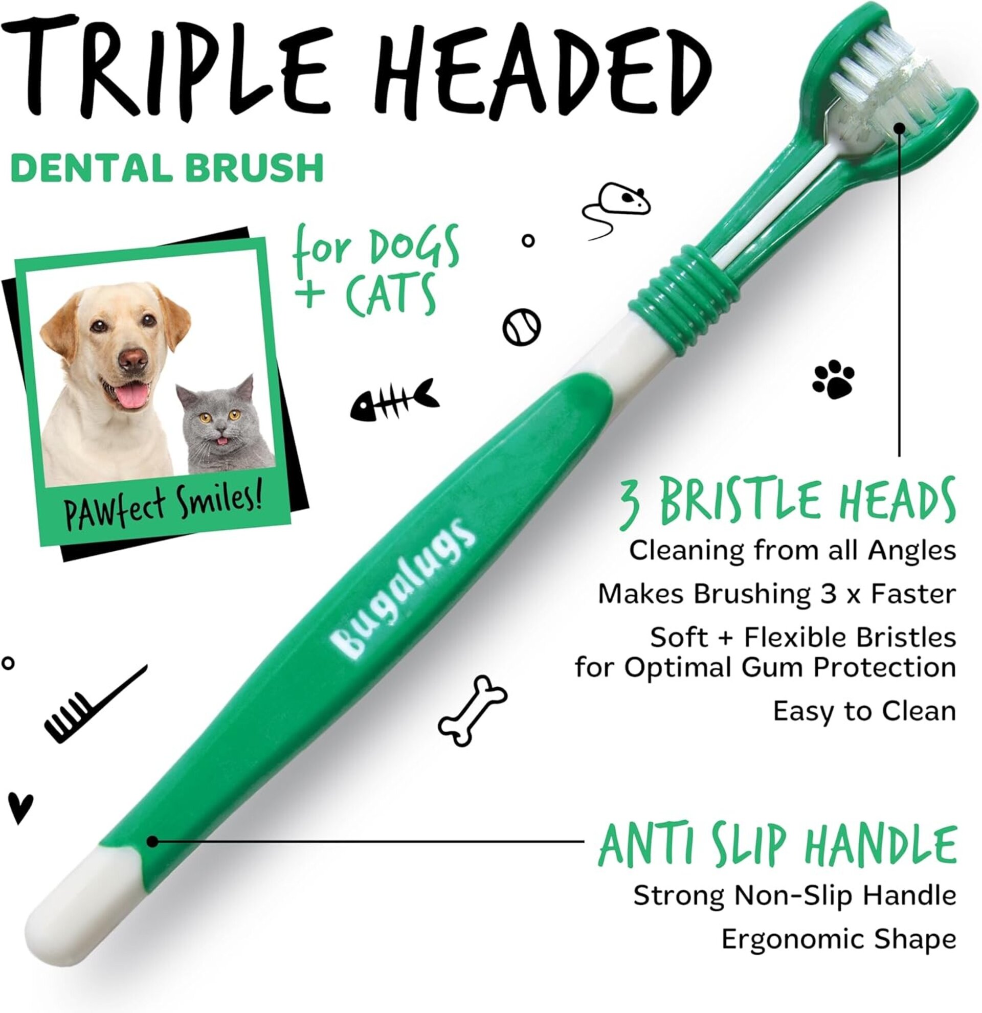 Bugalugs kit de cepillo de dientes y pasta de dientes para perros - 6