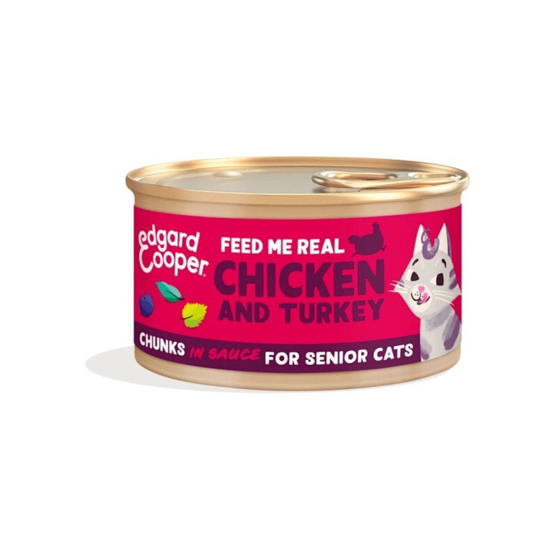 Edgar & Cooper Pollo y Pavo Senior Trocitos en Salsa 85 Gr para Gatos - 1