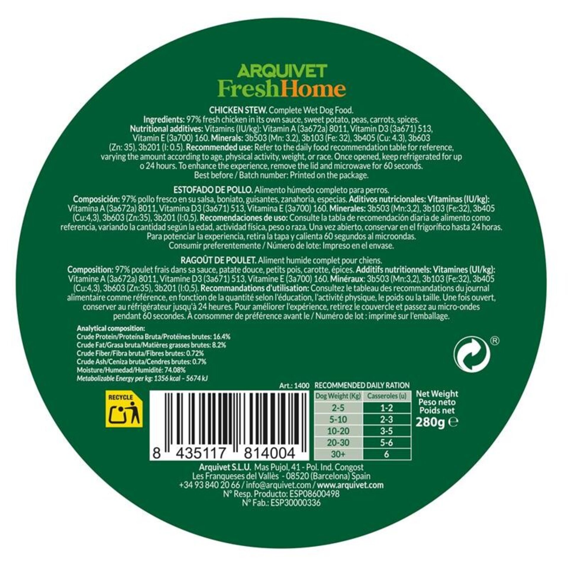 FreshHome Chicken Stew Estofado de Pollo - 280g - 4