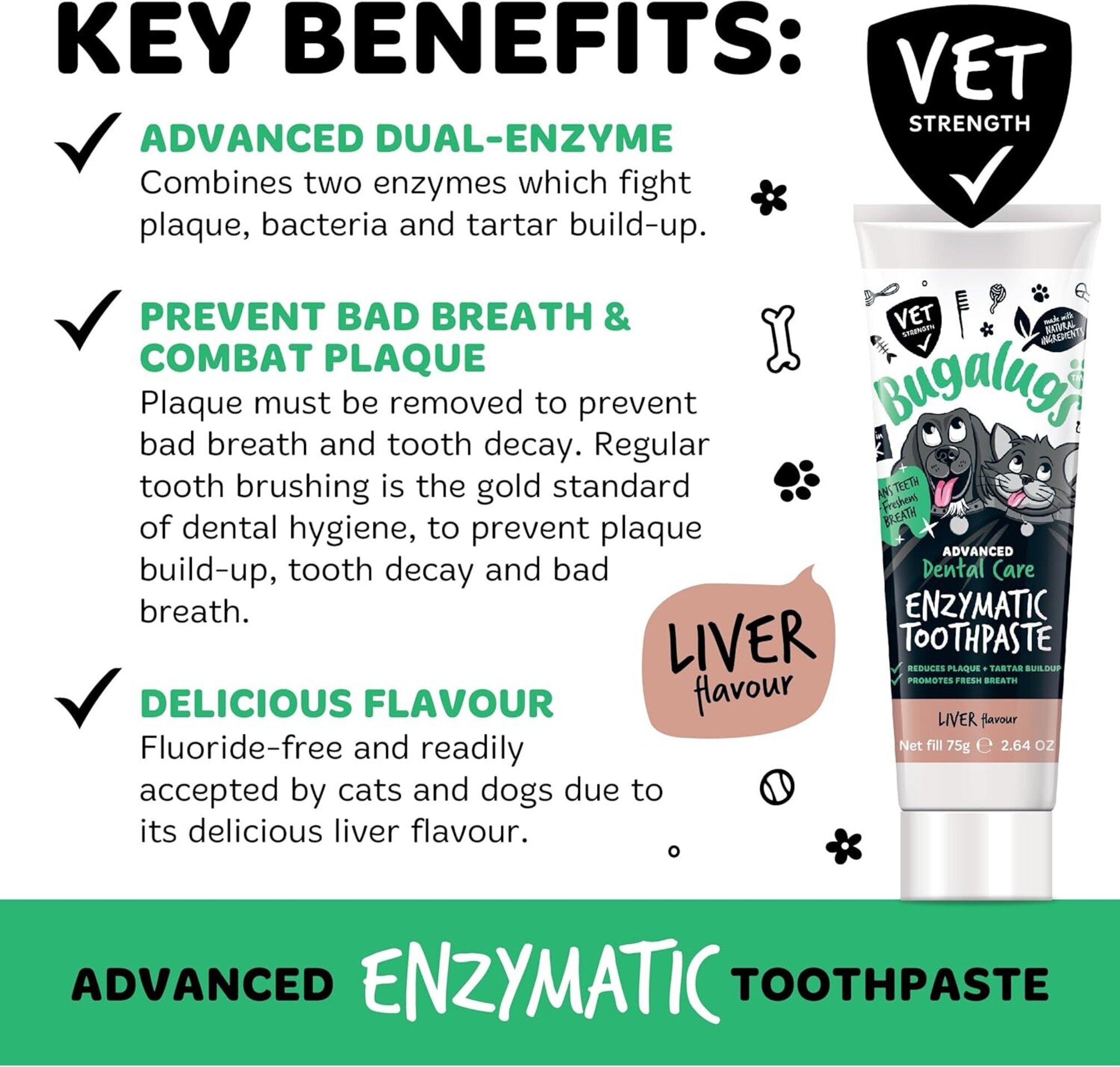 Bugalugs kit de cepillo de dientes y pasta de dientes para perros - 3