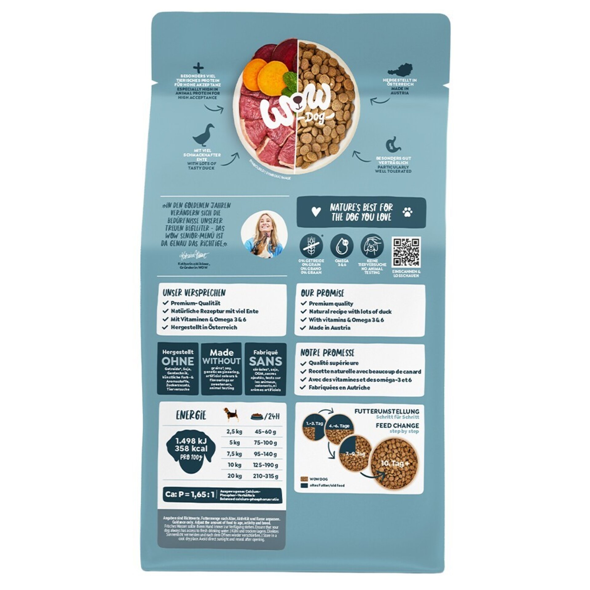 WOW Alimento seco senior pato 1KG - 2