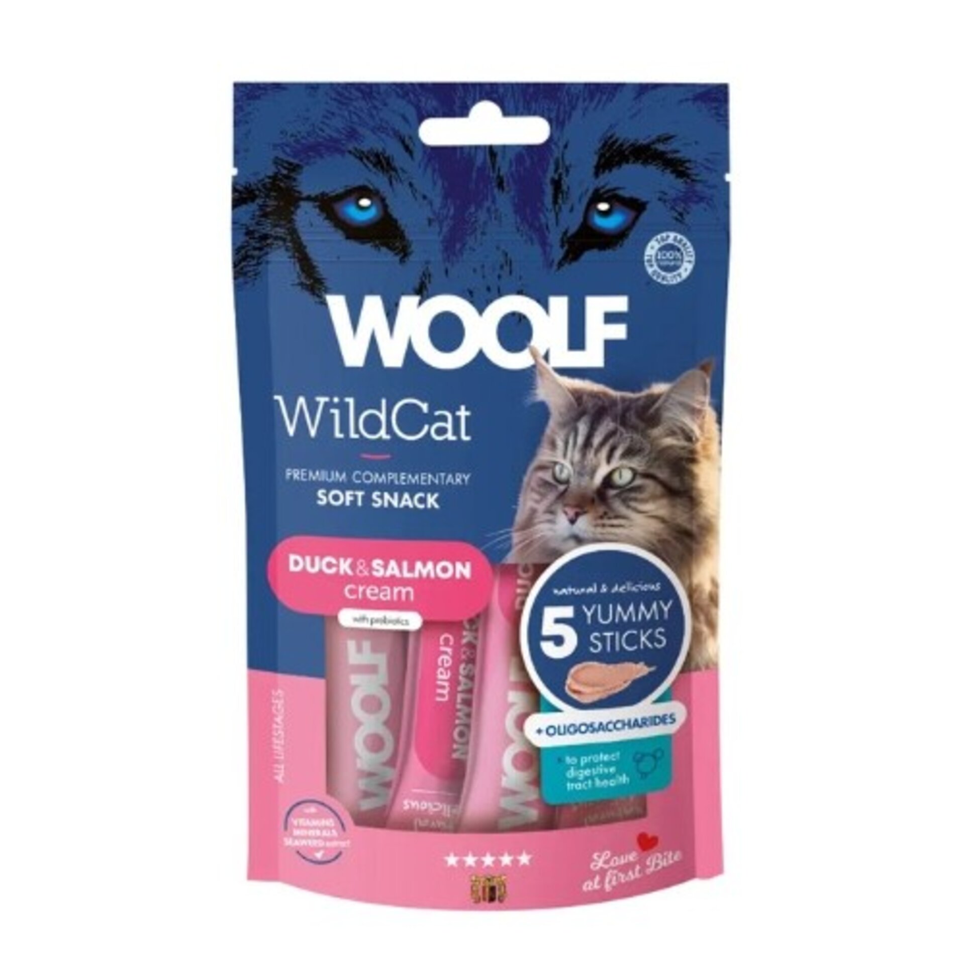Woolf Wildcat Crema Pato, Salmón y Oligosacáridos 70gr (5x14gr) - 1