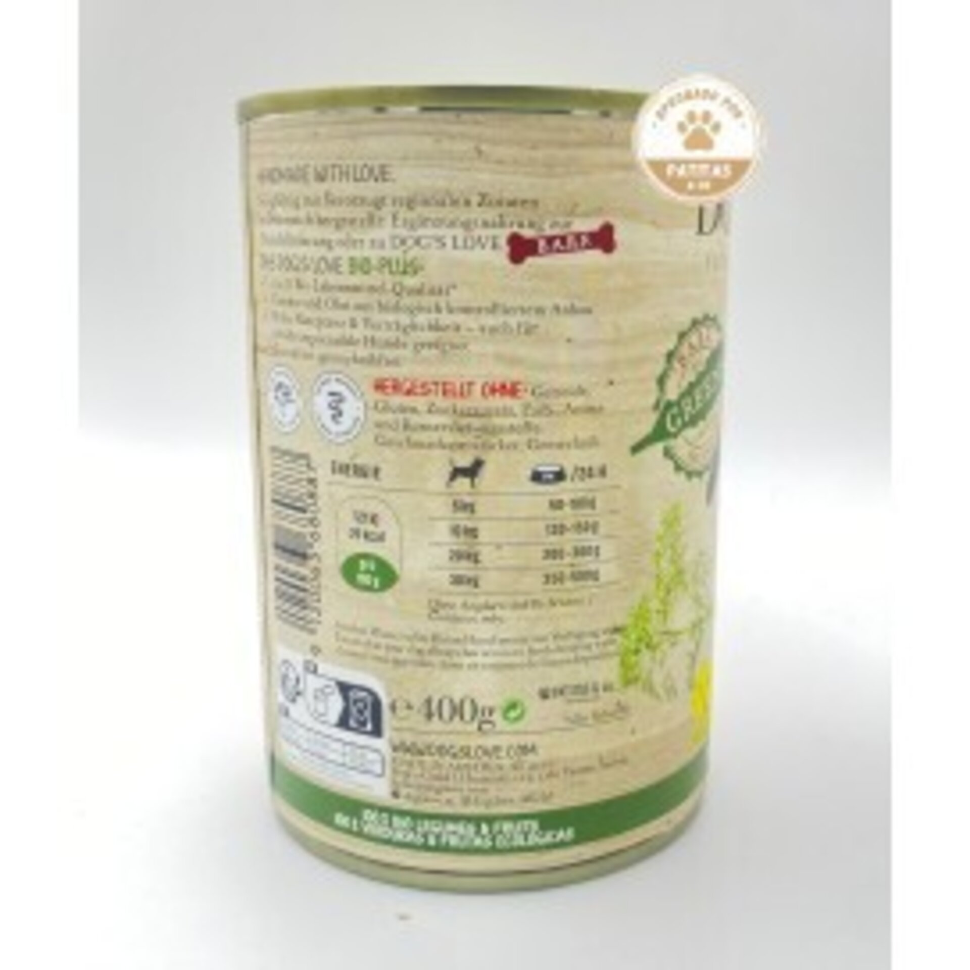 Dogs Love BIO Veggie Greens Comida Humeda Cocinada 400g Perro - 4