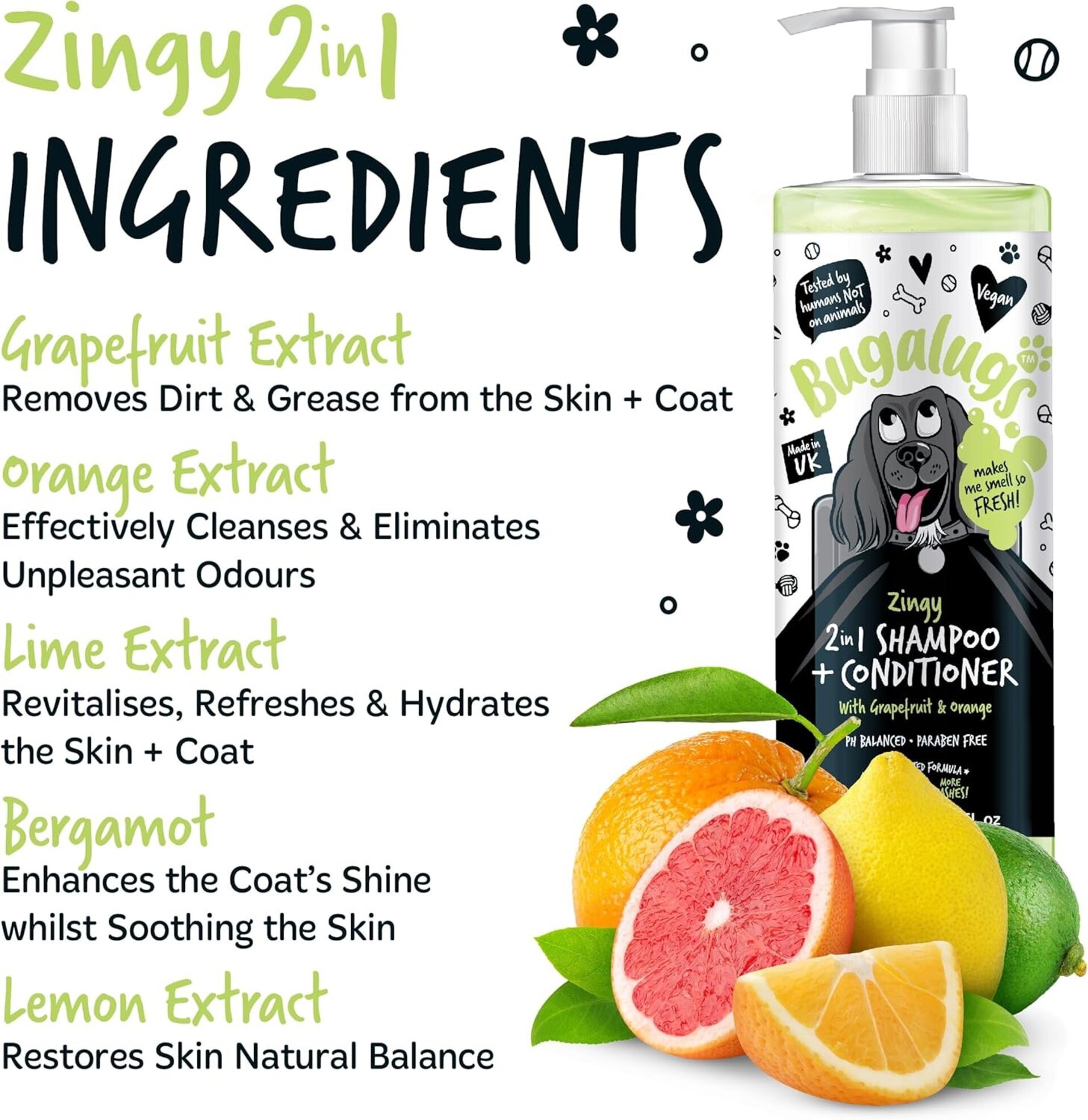 Bugalugs Zingy Champú y acondicionador 2 en 1 de pomelo y naranja 500ml - 7