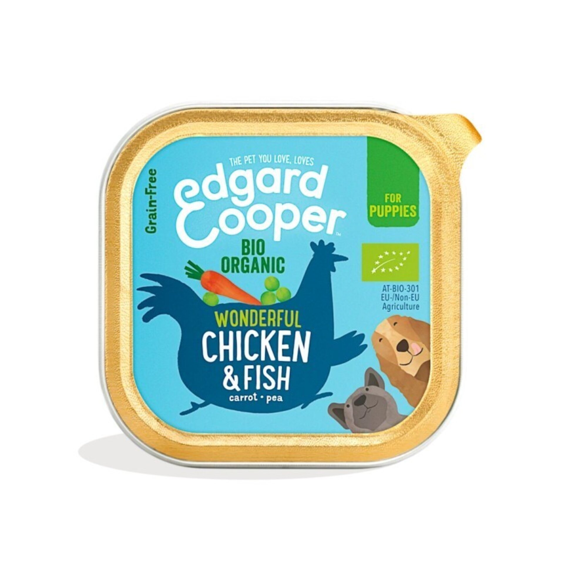Edgar & Cooper Puppy Bio Pollo y Pescado Orgánico 100 Gr Tarrina para Perros - 1