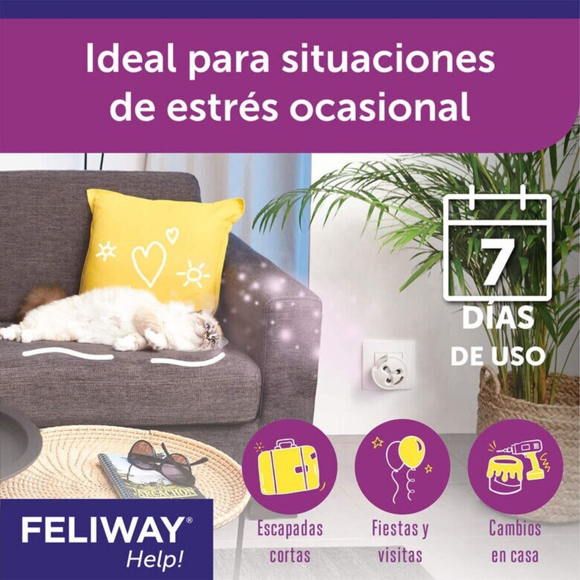 Feliway Help Difusor y Recambio con feromonas para el estrés ocasional - 3