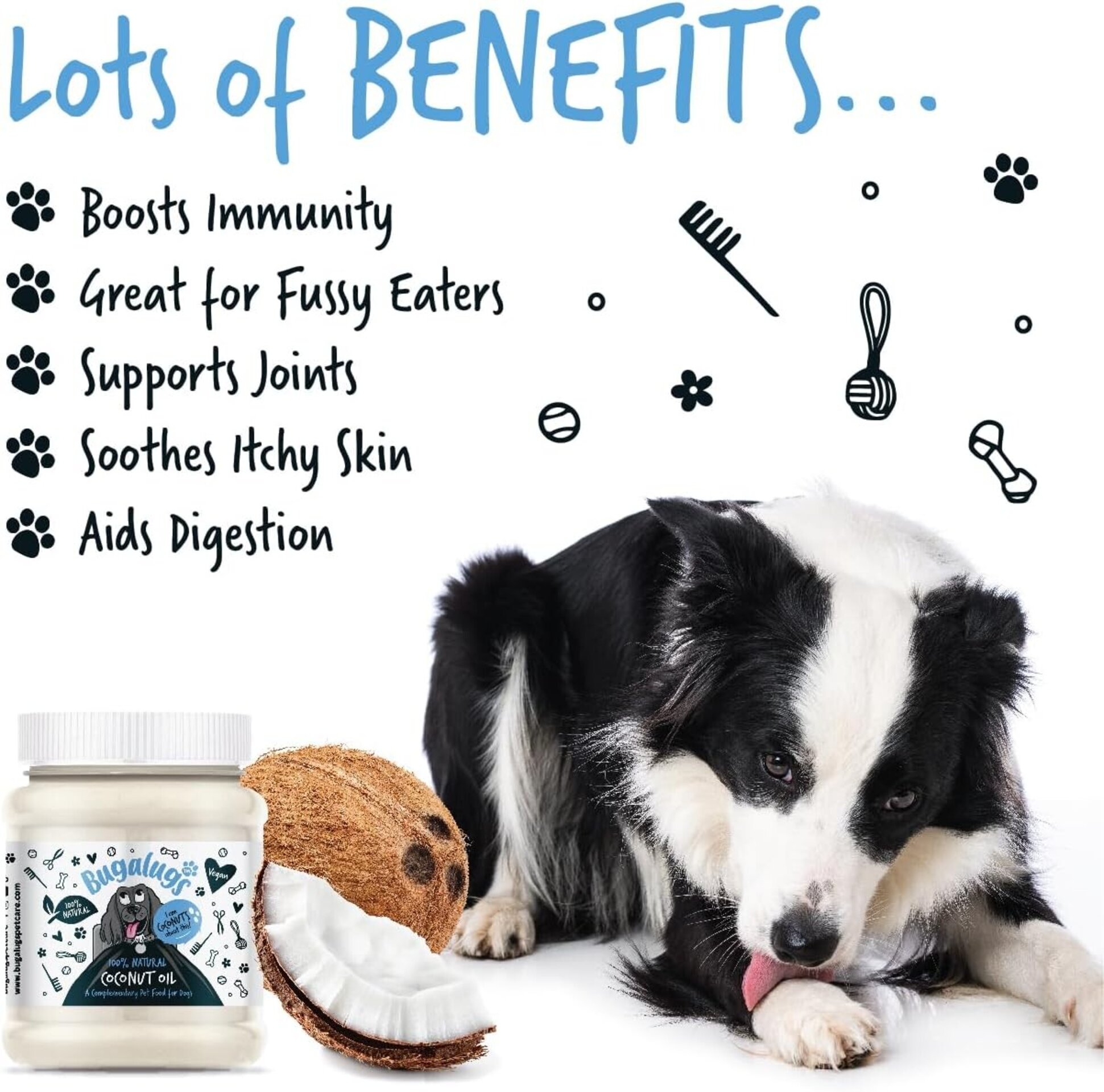 Bugalugs suplemento aceite de coco 100 % natural para perros, 340 g - 4
