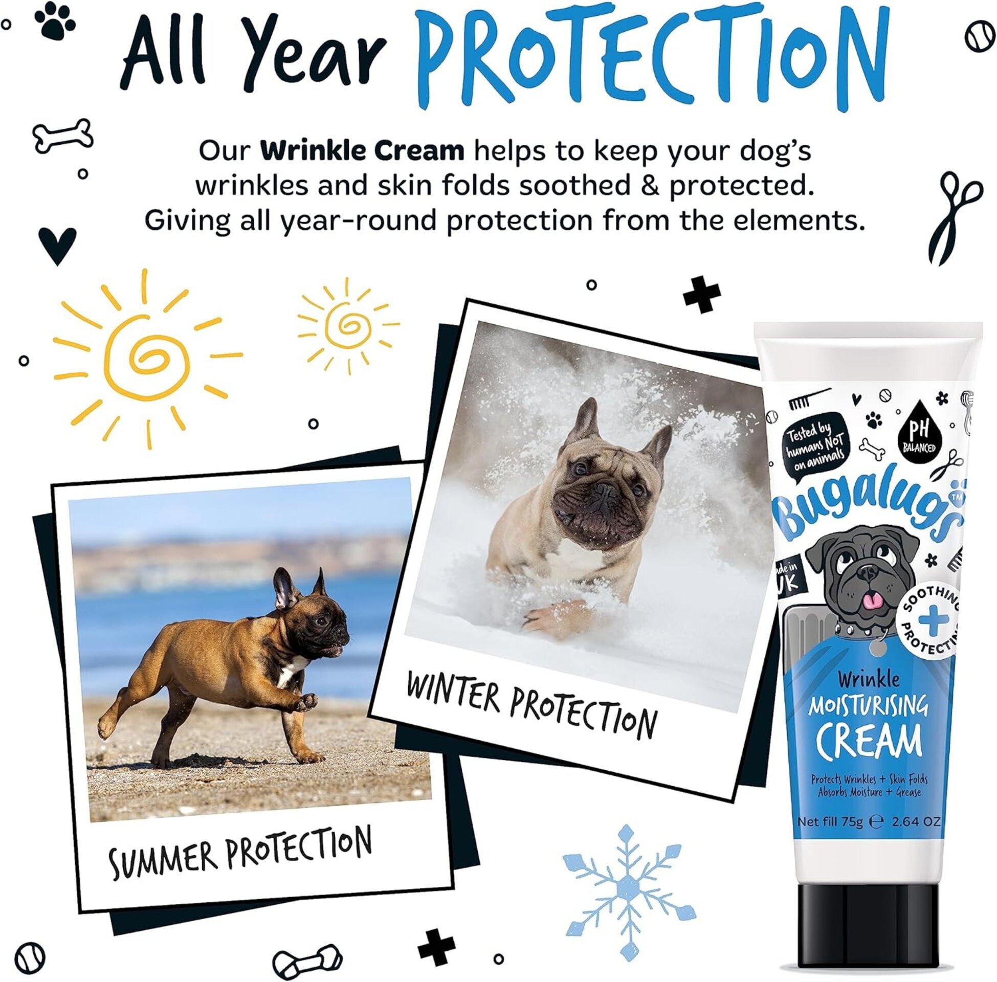 Bugalugs crema de cuidado de arrugas para perros con arrugas y calmante - 5