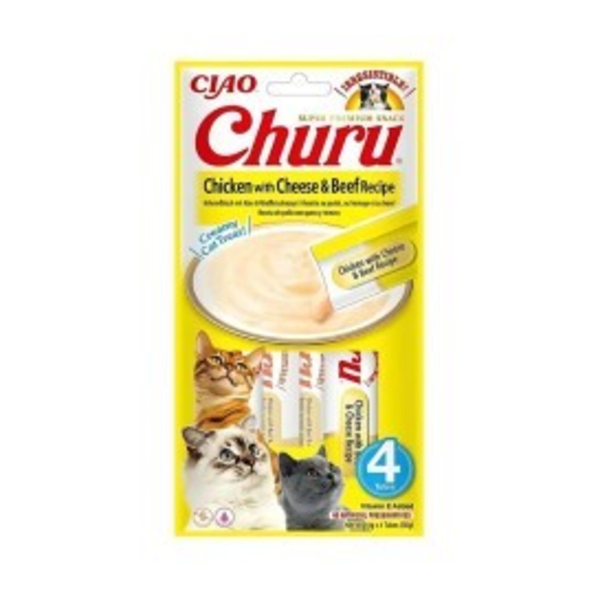 Churu Pollo, Queso & Ternera 4×14 g para Gatos - 1