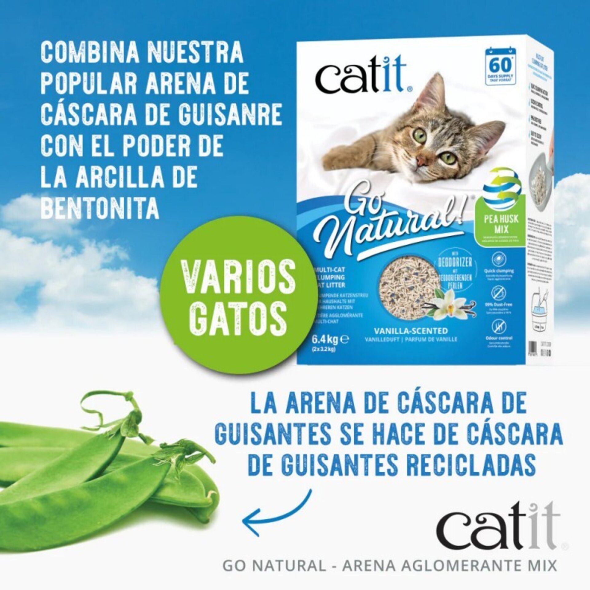 Arena Aglomerante Mix para Muchos Gatos Go Natural - 2
