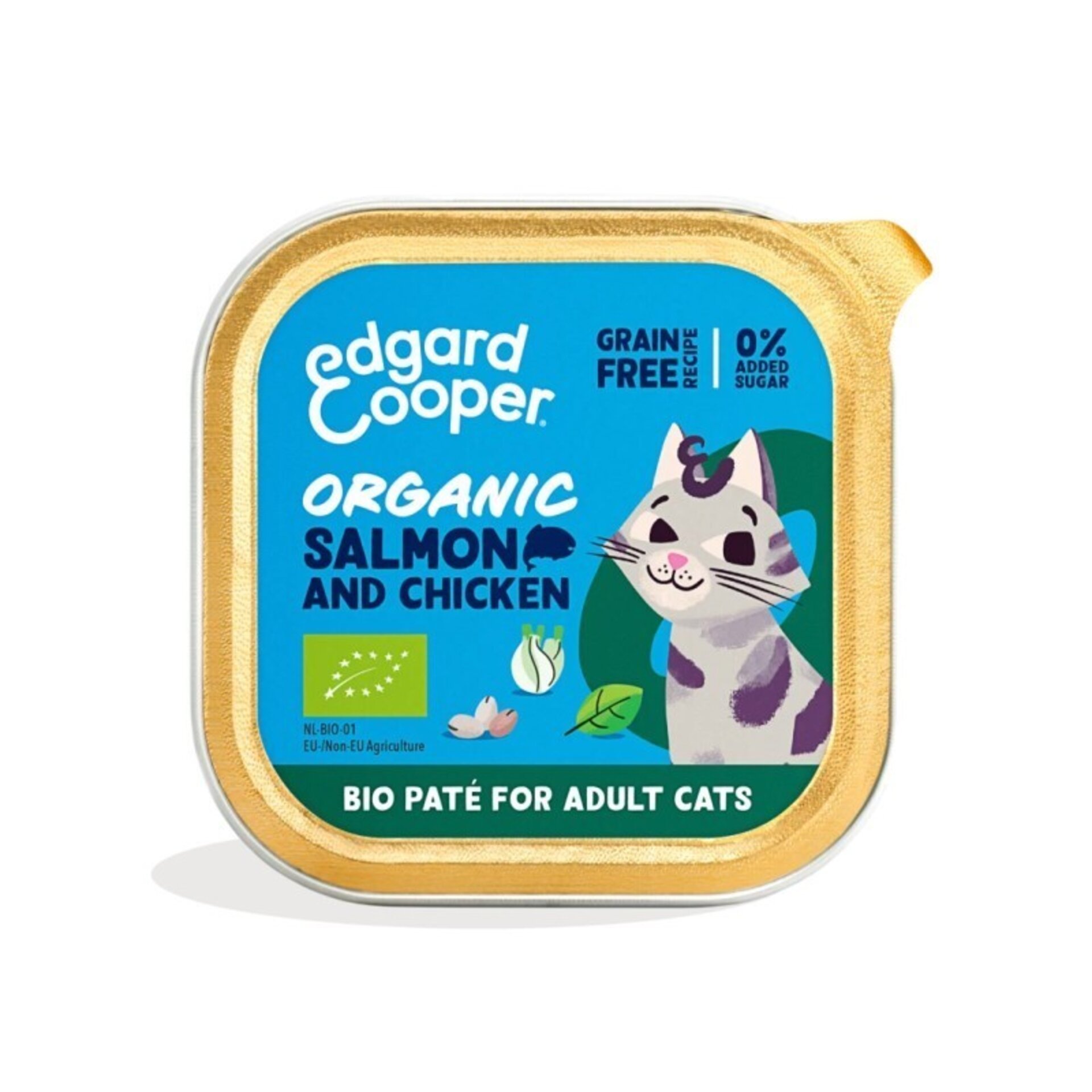 Edgard & Cooper Adult Salmón y Pollo Ecológicos Paté Tarrina 85 Gr para Gatos - 1