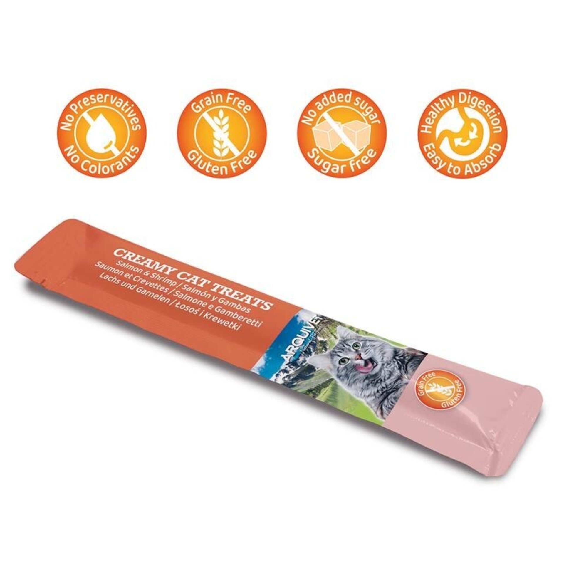 Creamy Cat Treats - Snack cremoso de Salmón y gambas (Bolsa con 5 sobres de 14 g - 2