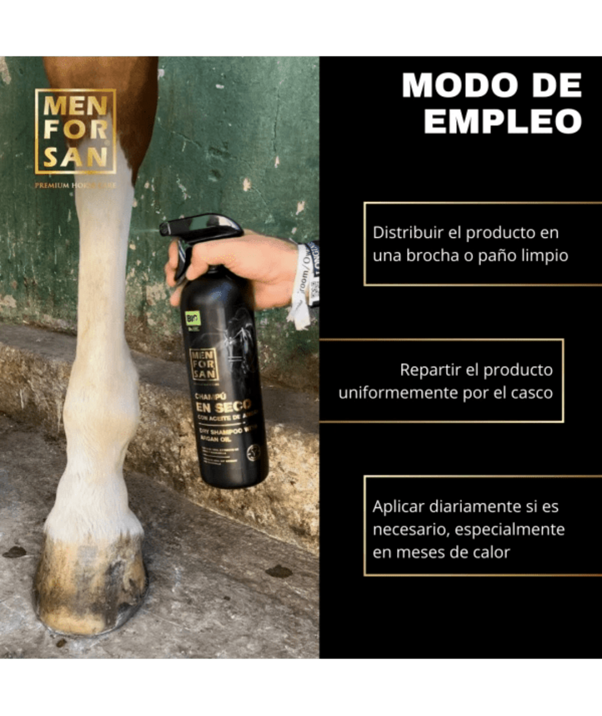 Champú en seco con aceite de argán para caballos 1L - 4