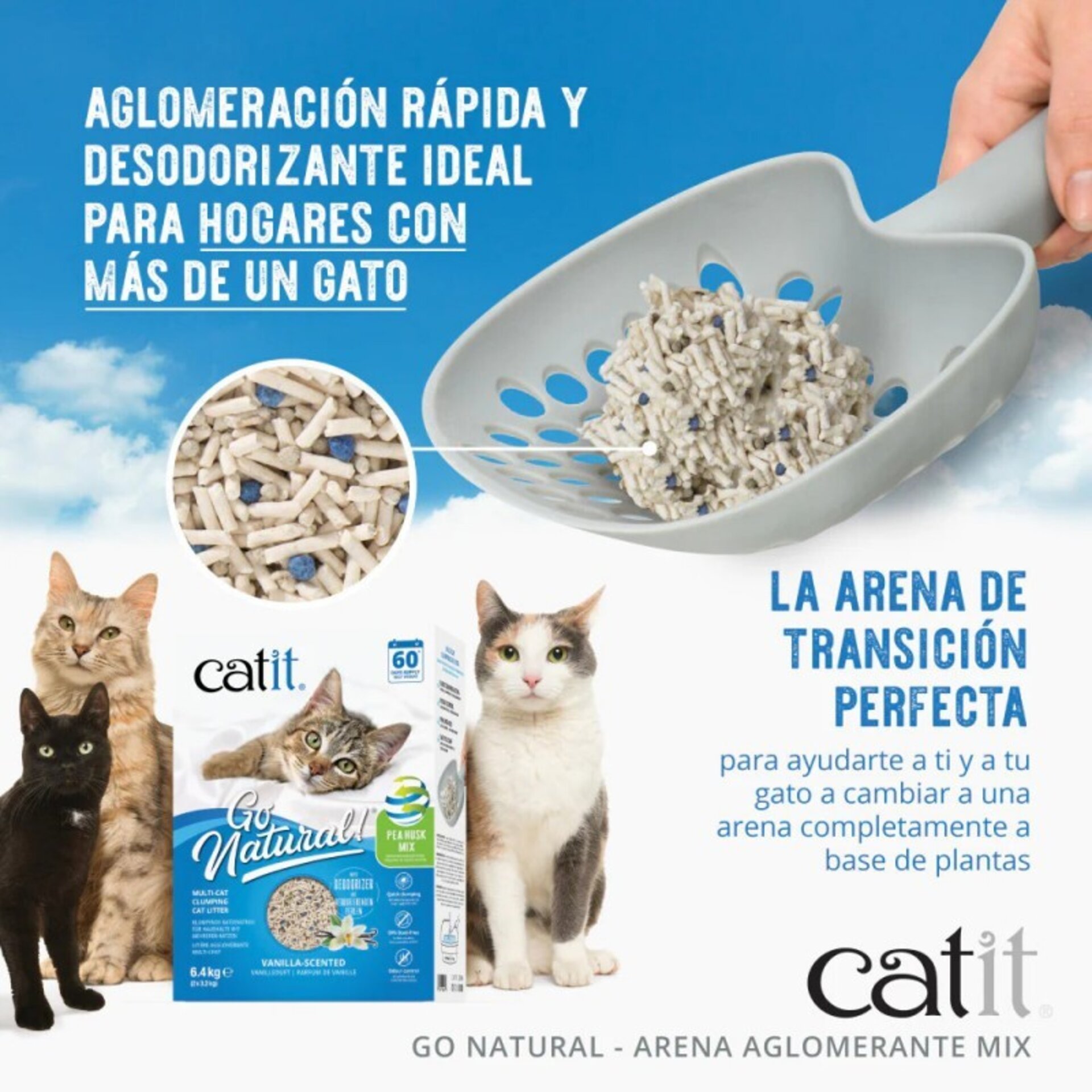 Arena Aglomerante Mix para Muchos Gatos Go Natural - 4