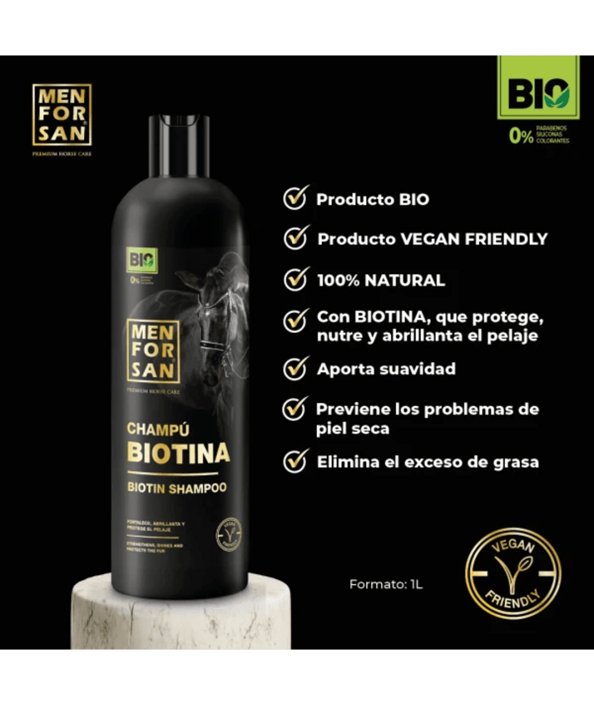 Champú de biotina para caballos 1L - 2