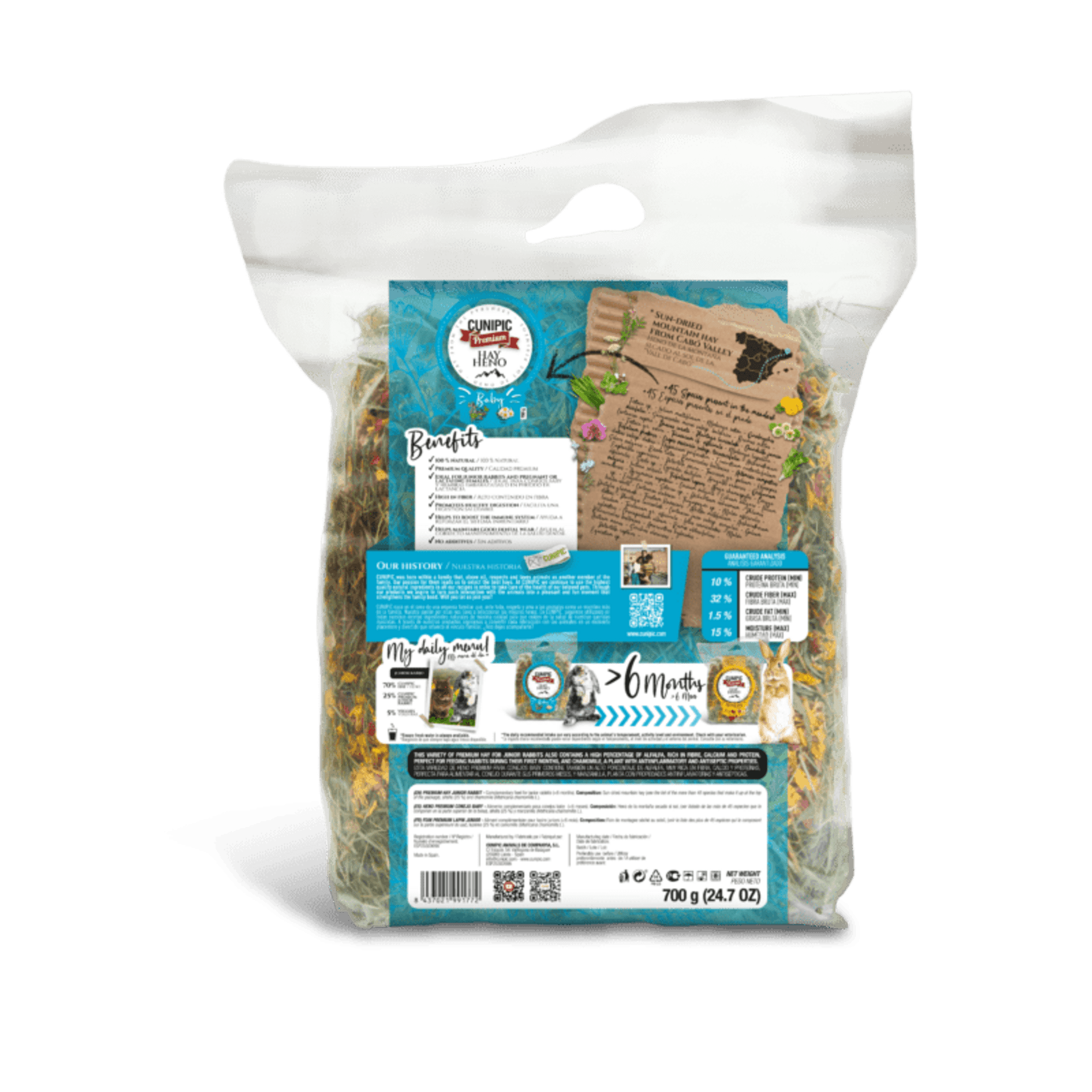 Heno Premium de los Pirineos Conejo Baby 700g - 2
