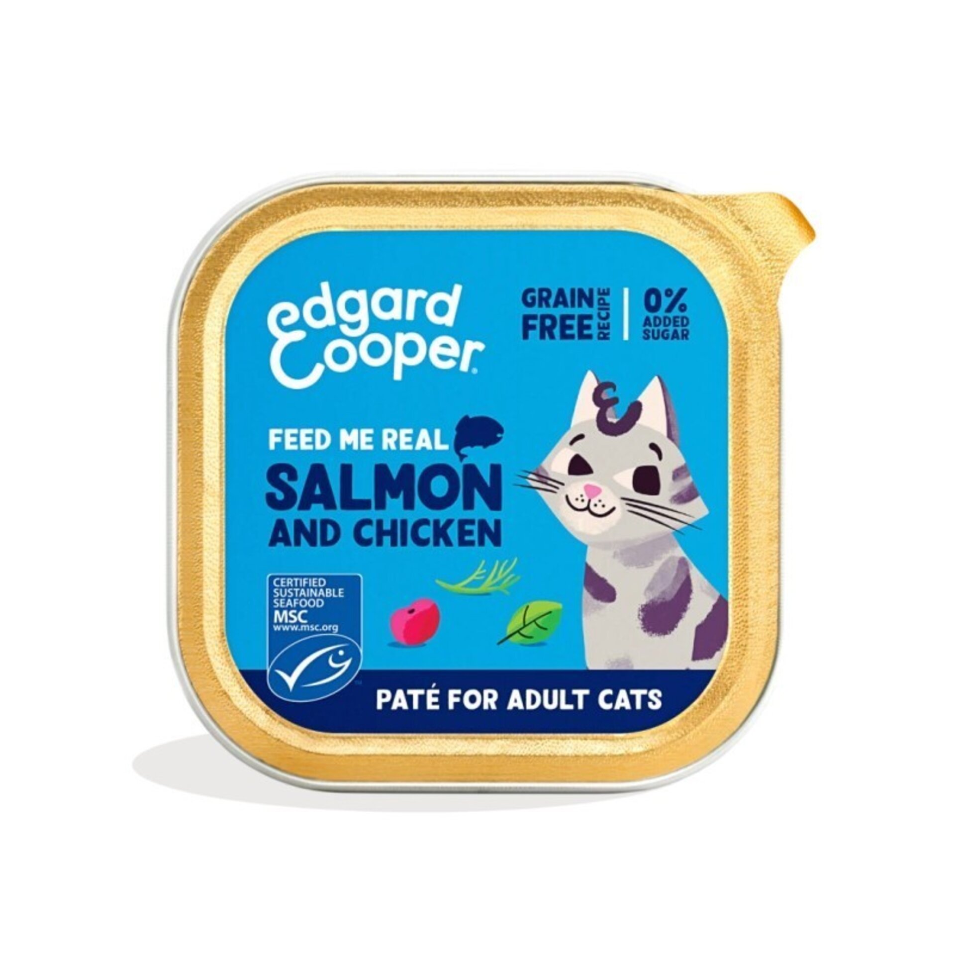 Edgard & Cooper Adult Salmón y Pollo Paté Tarrina 85 Gr para Gatos - 1